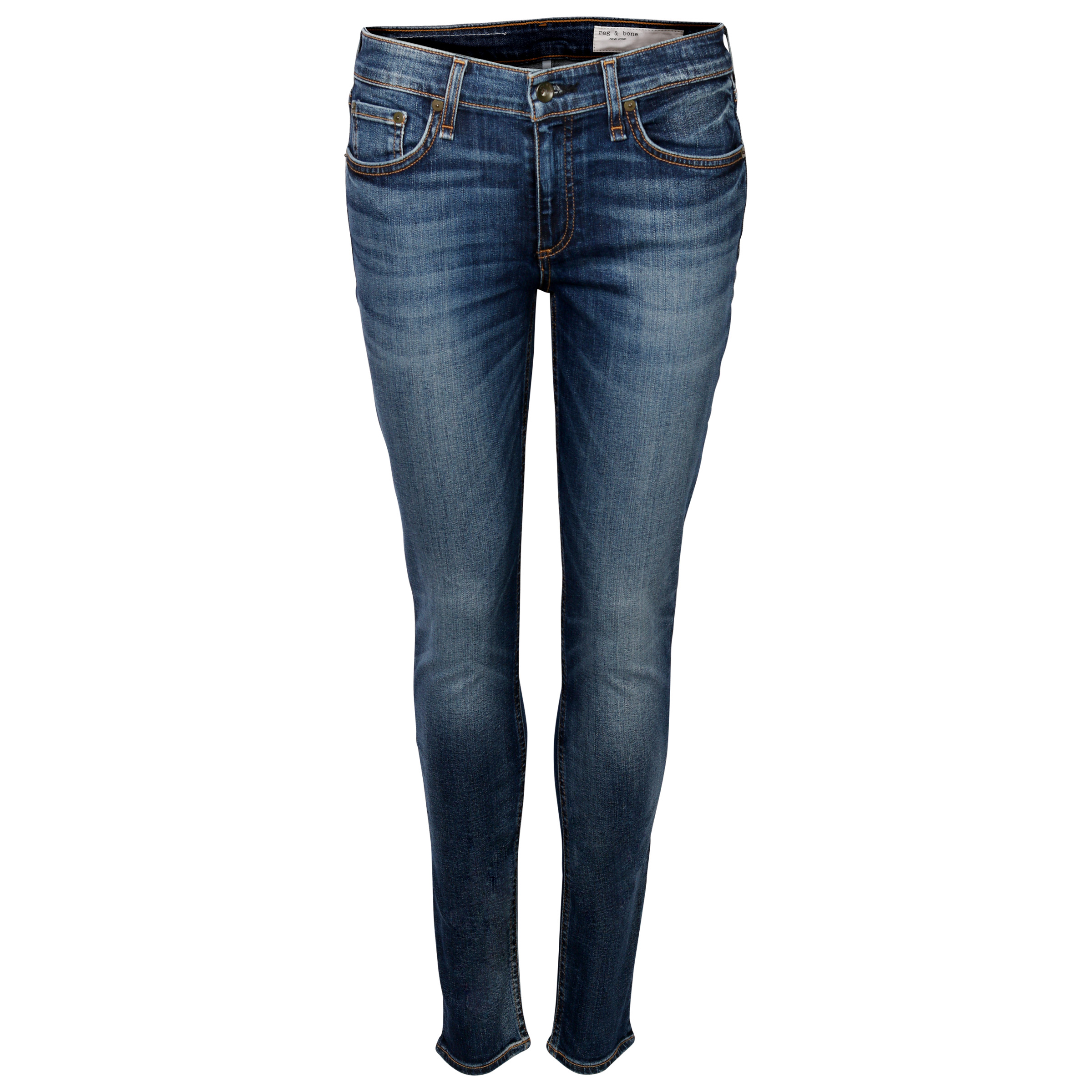 Rag & Bone Mid Rise Skinny Mid Blue Washed
