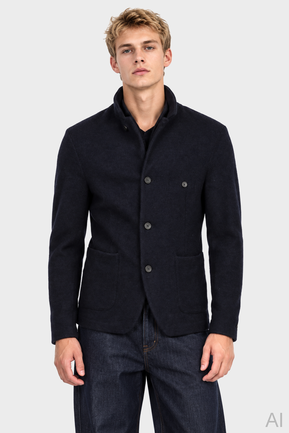 HANNES ROETHER Wool Jacket in Navy