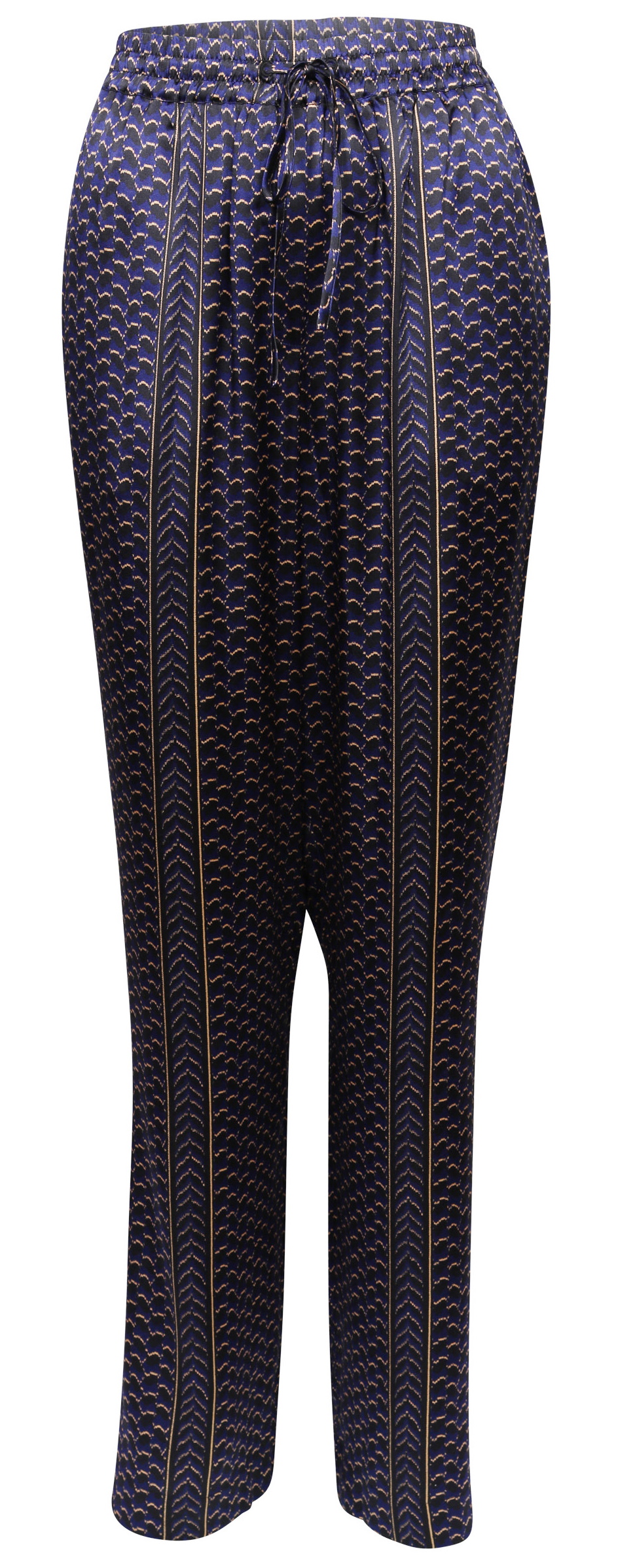 Lala Berlin Silk Stretch Pants Priya Black/Blue Kufiya