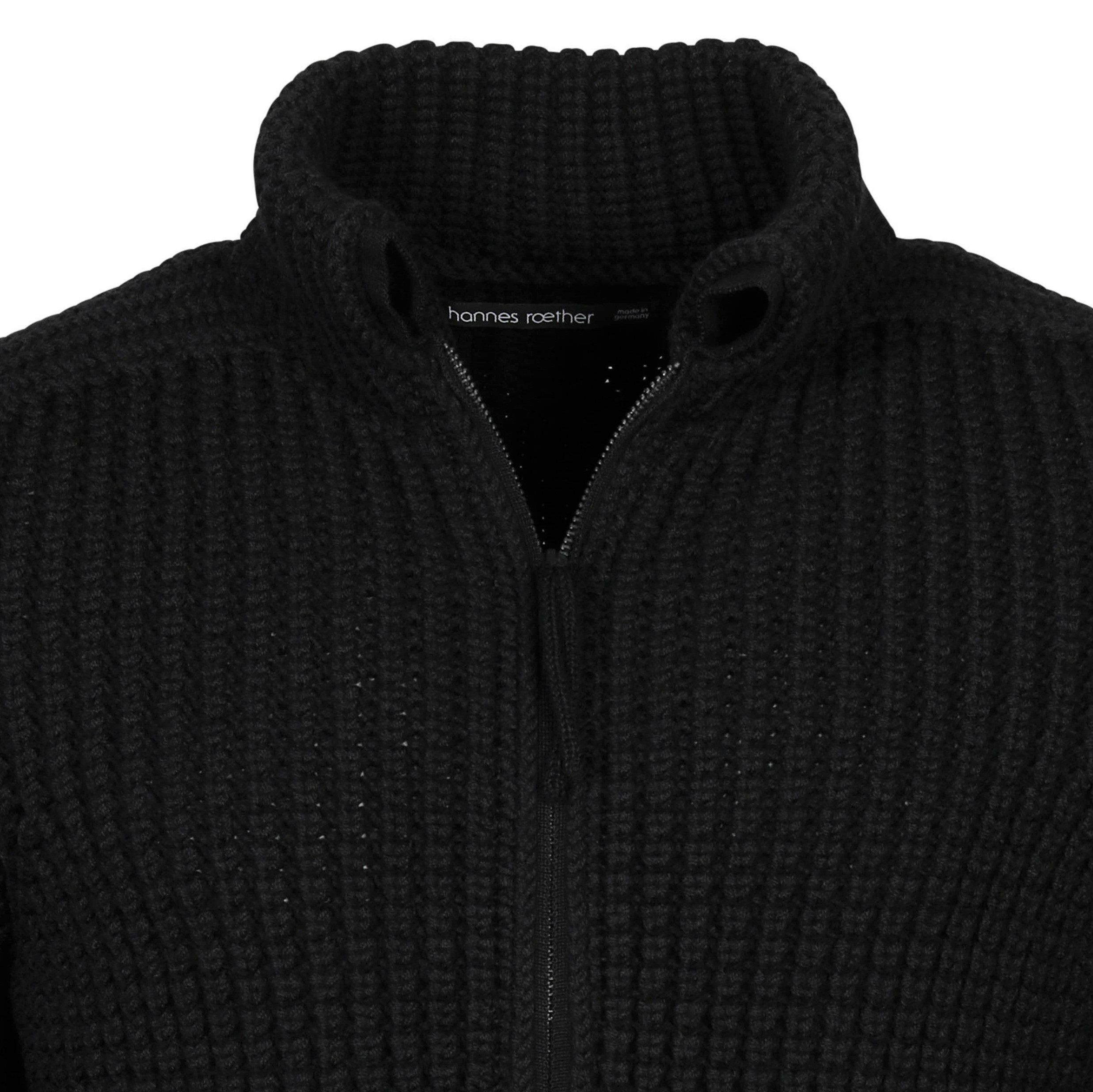 Hannes Roether Zip Knit Cardigan in Black