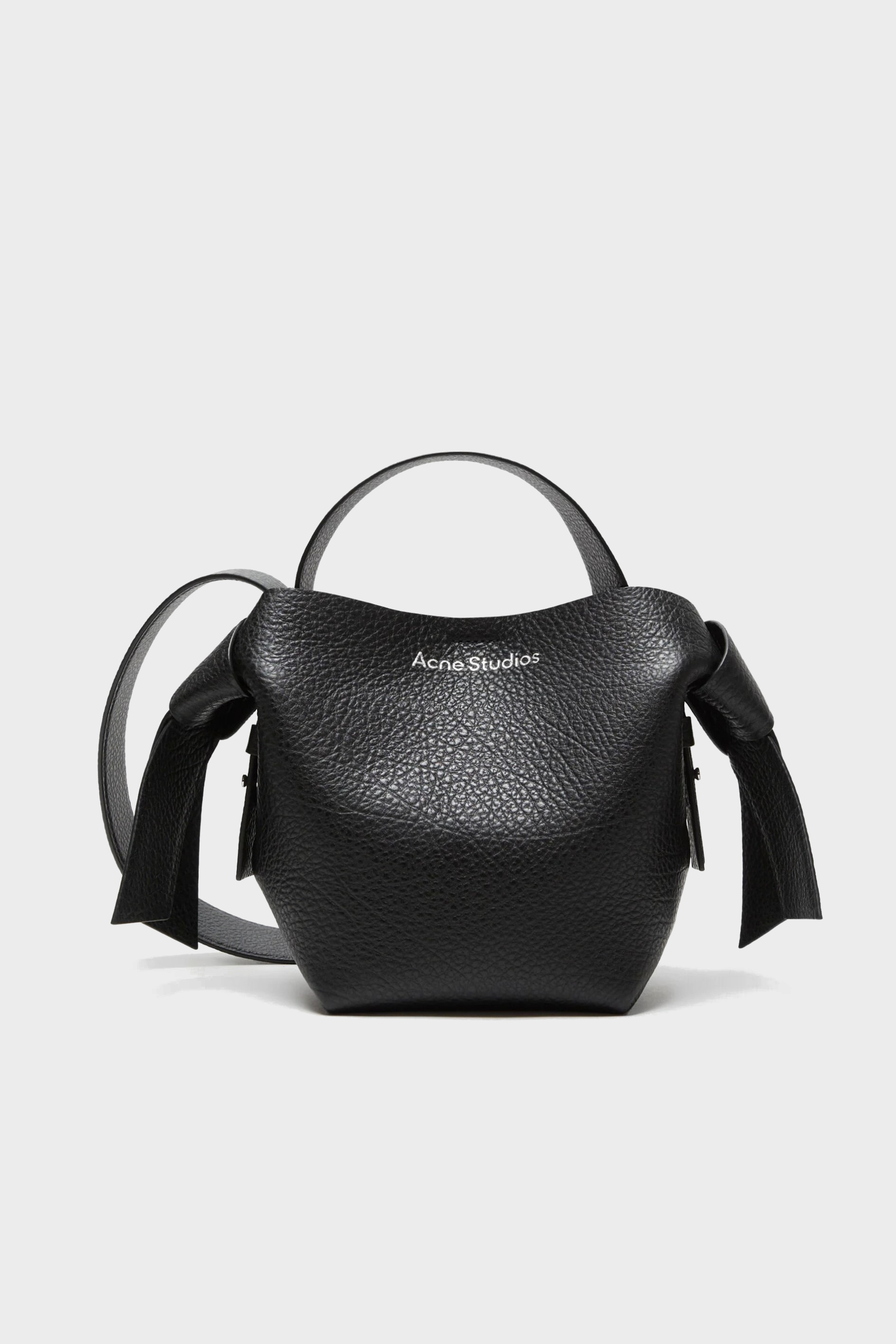 ACNE STUDIOS Musubi Mini Bag in Black Grained Leather ACNE STUDIOS Musubi Mini Bag in Black Grained Leather