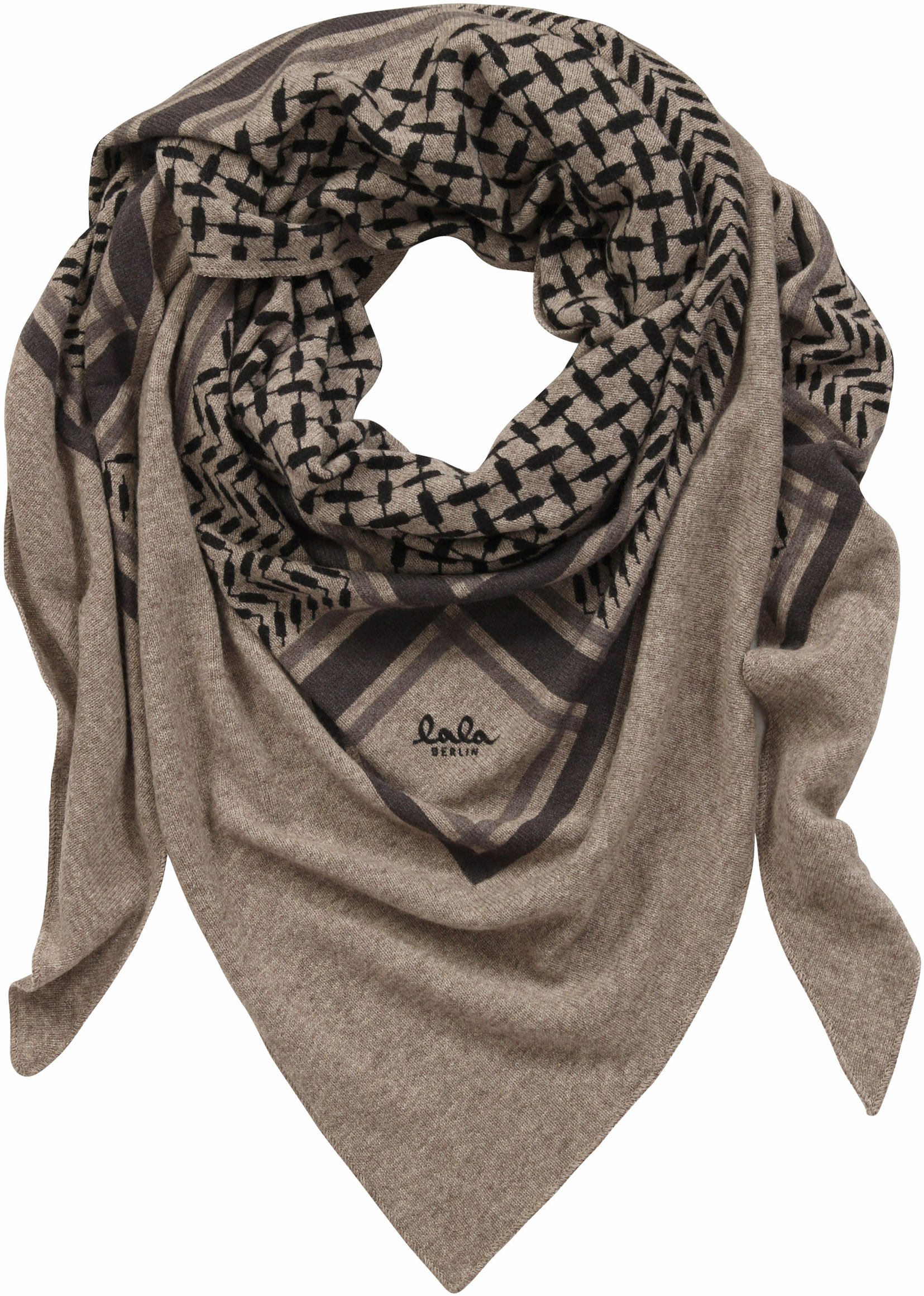Lala Berlin Cashmere Scarf Large Triangle Taupe Melange