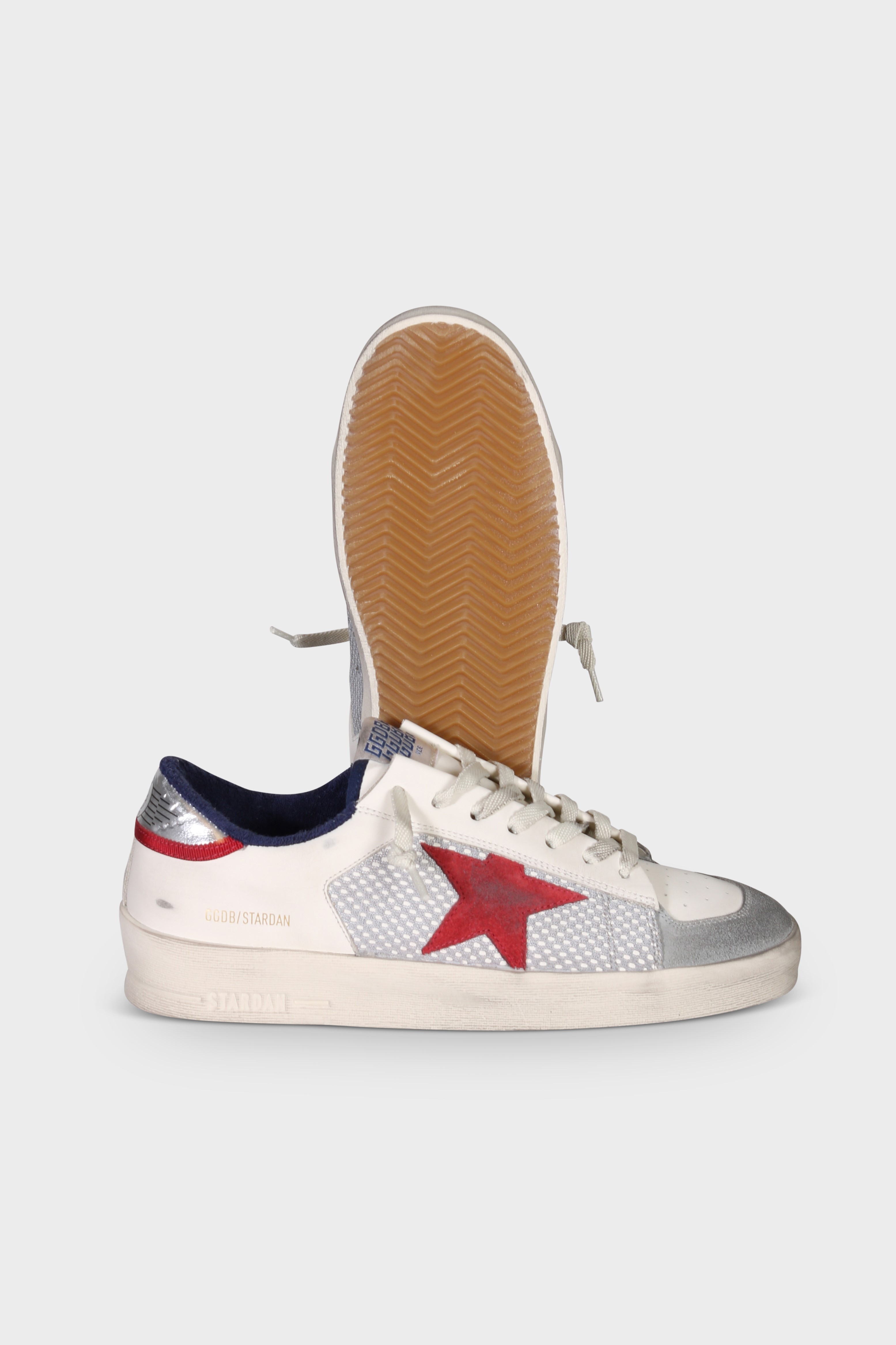 GOLDEN GOOSE Sneaker Stardan in White/Grey/Red/Silver