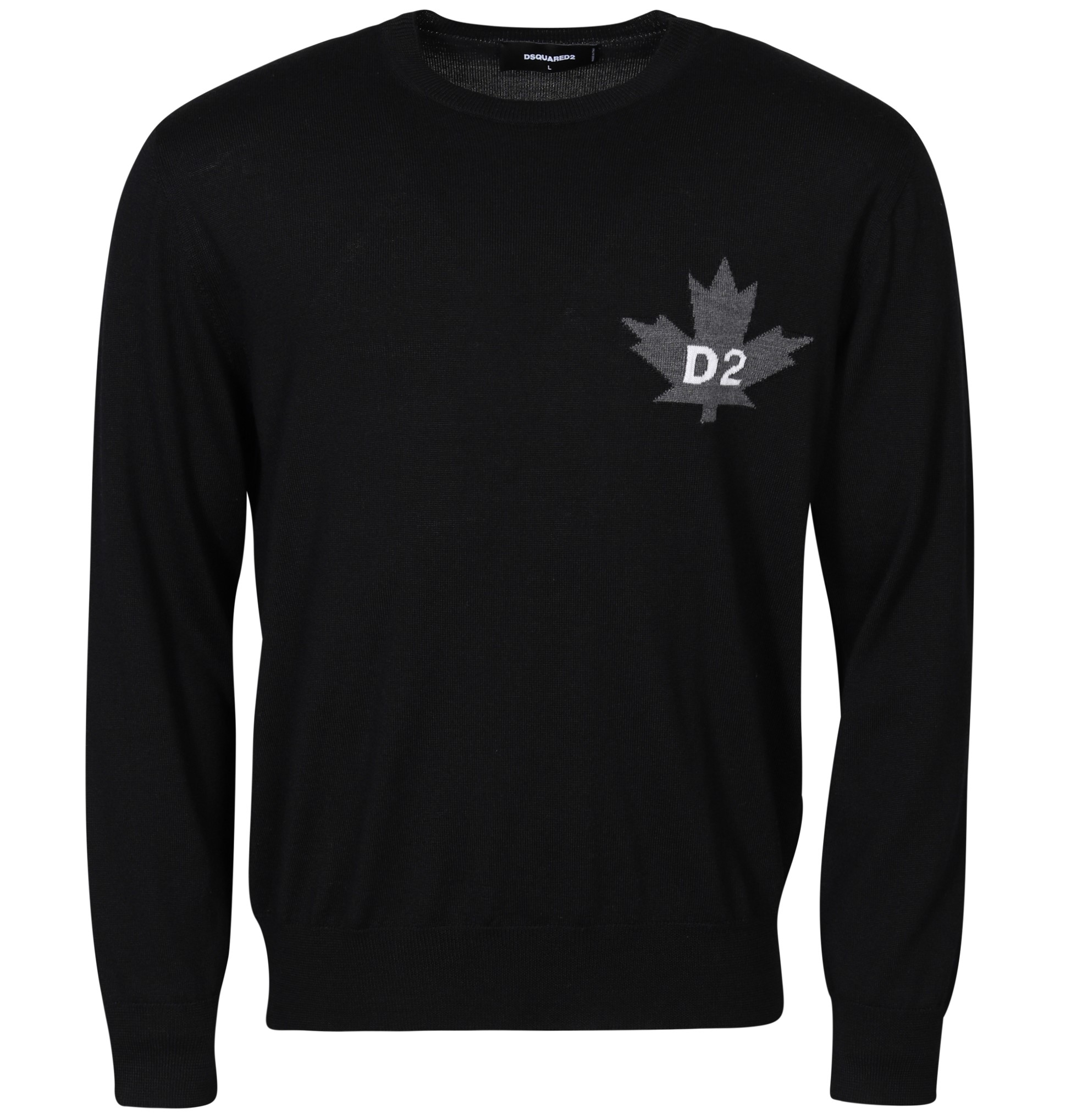 DSQUARED2 D2 Leaf Knit Pullover in Black XL