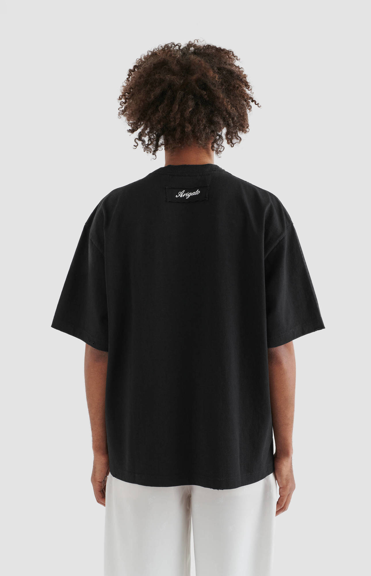 AXEL ARIGATO Series Distressed T-Shirt Backprinted in Black S