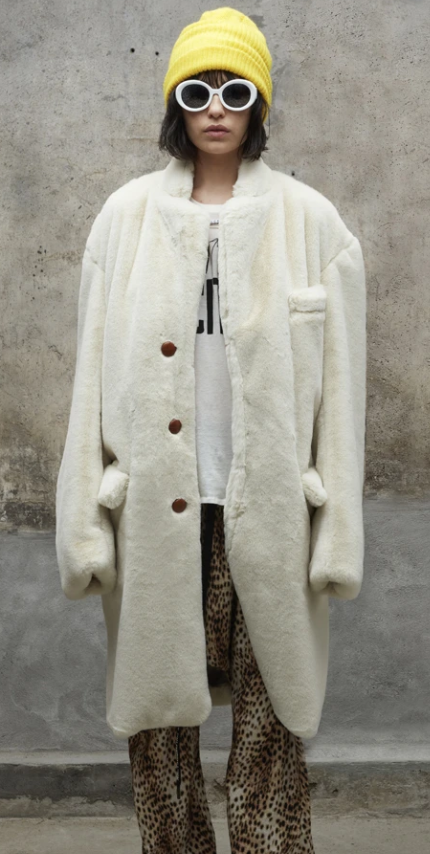 Teddy Bear Coat in Ecru XS
