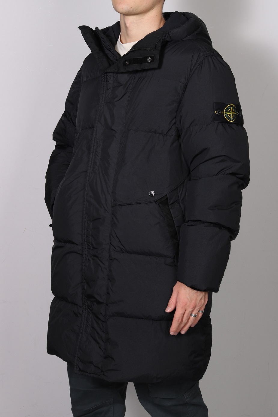 STONE ISLAND Garment Dyed Crinkle Reps Down Parka in Black