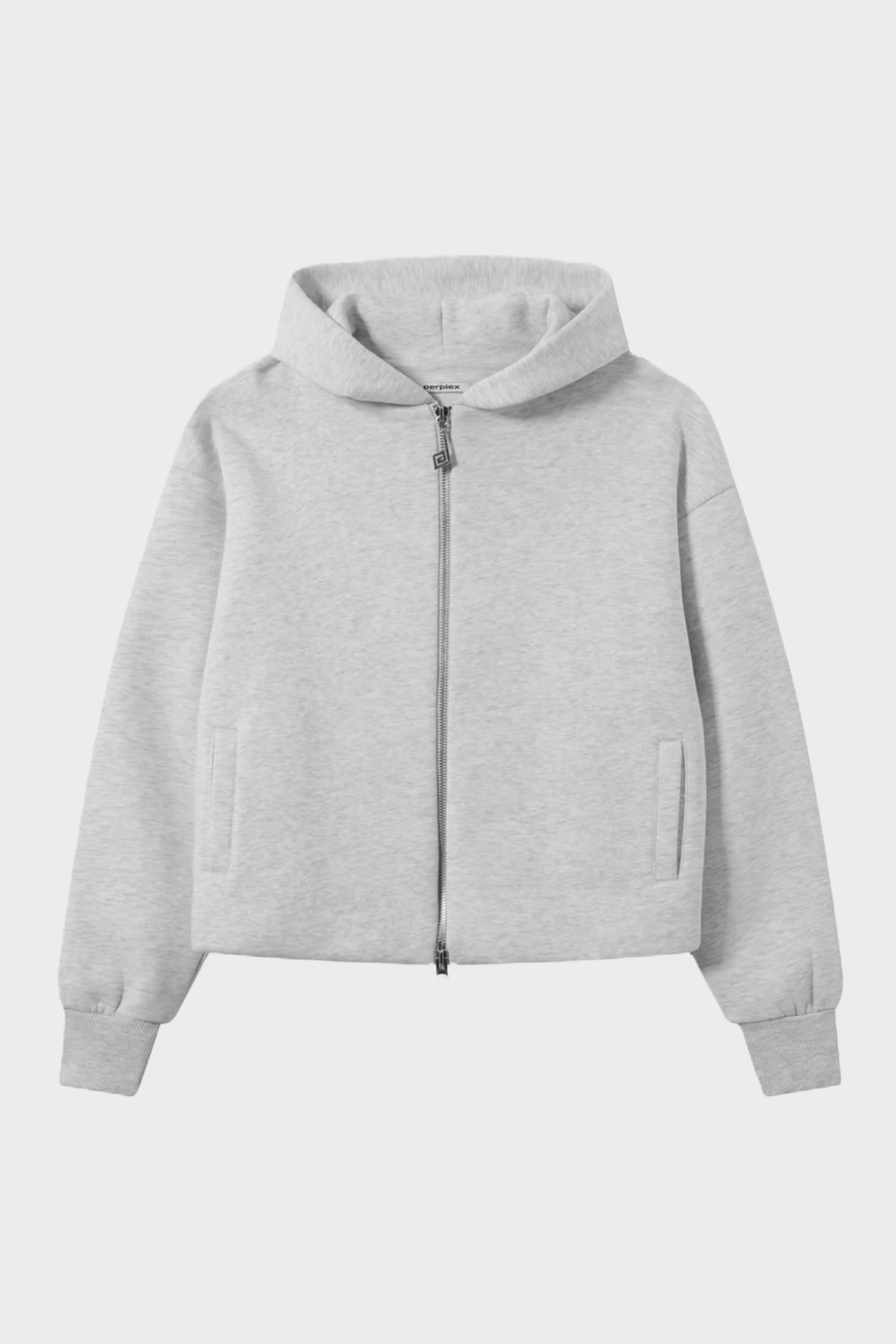 PERPLEX Two Way Zip Hoodie in Heather Grey