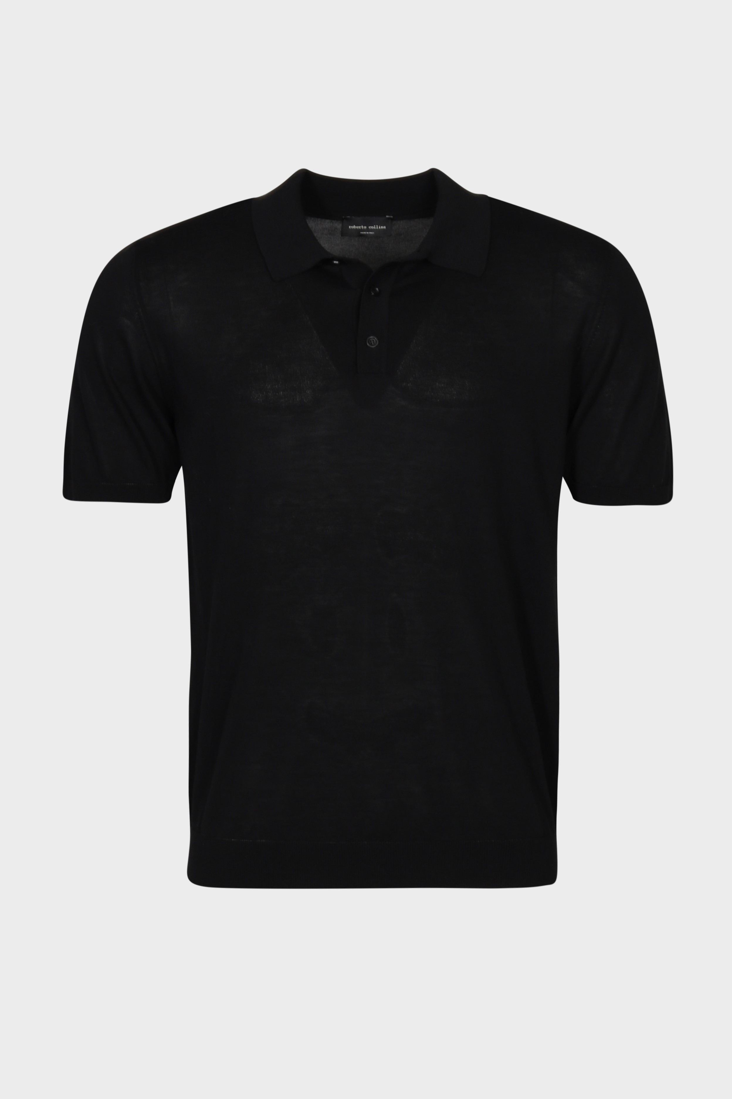 ROBERTO COLLINA Cotton Knit Polo in Black