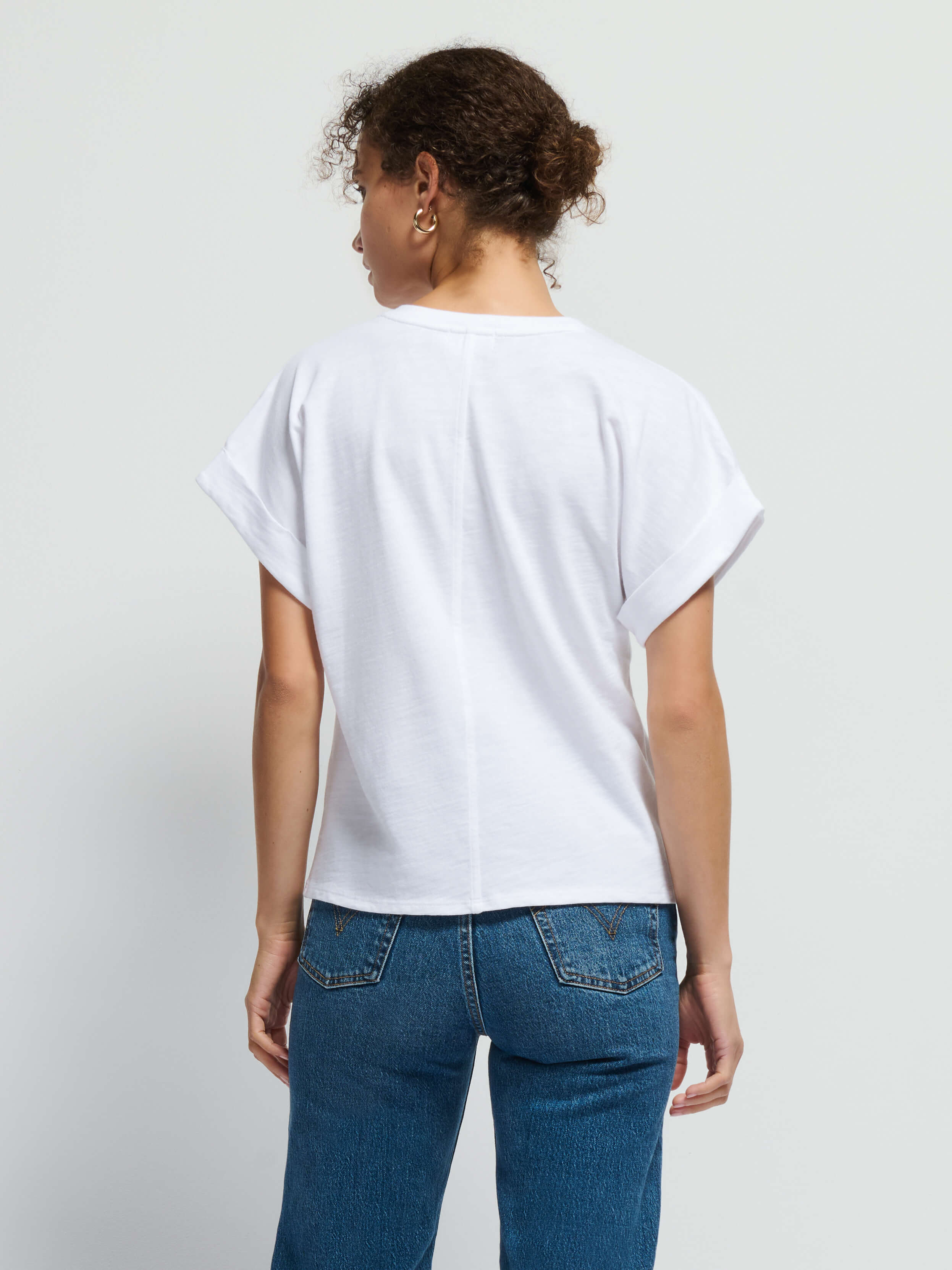 NATION LTD Stevie Cuffed T-Shirt in Optic White