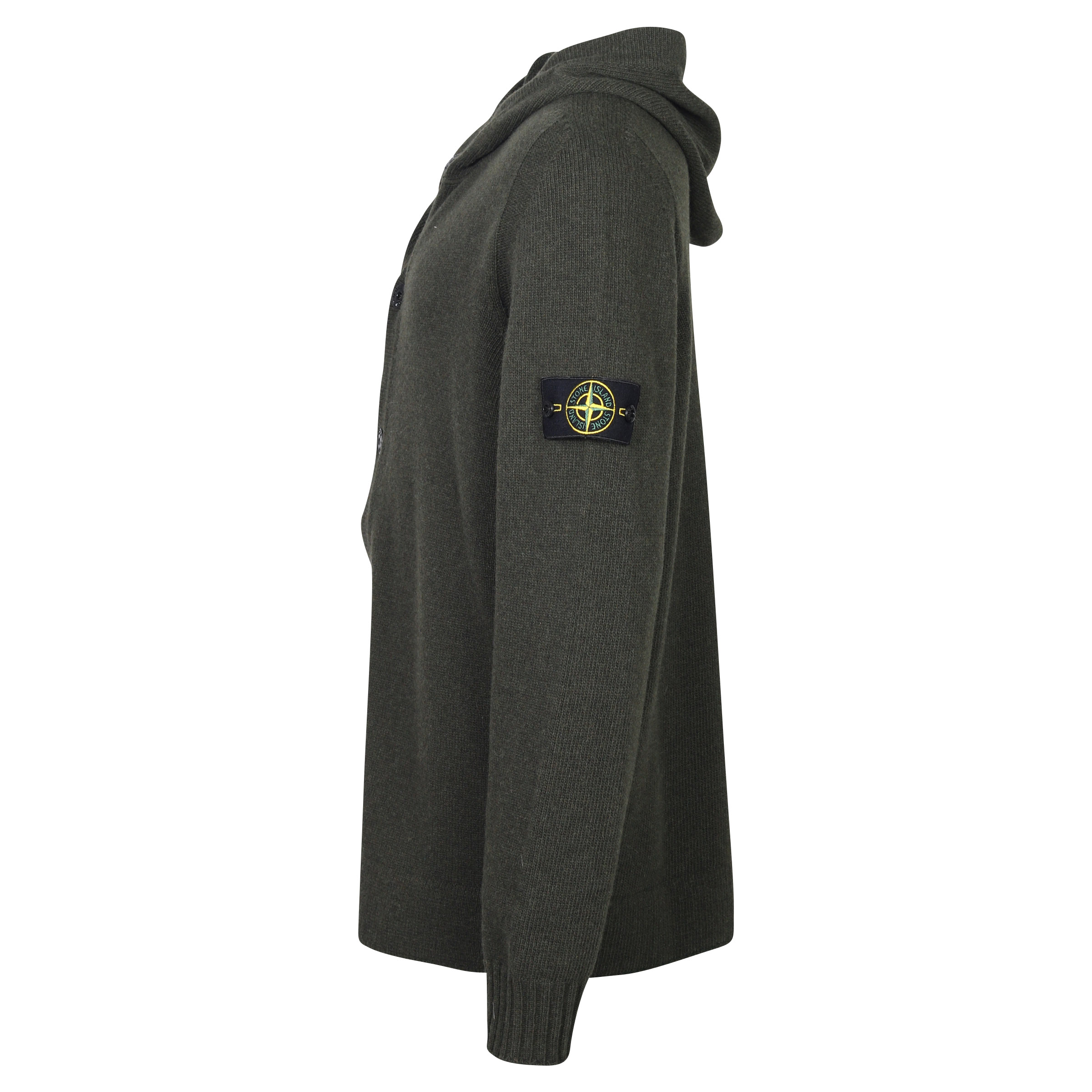 Stone Island Hooded Knit Cardigan Olive