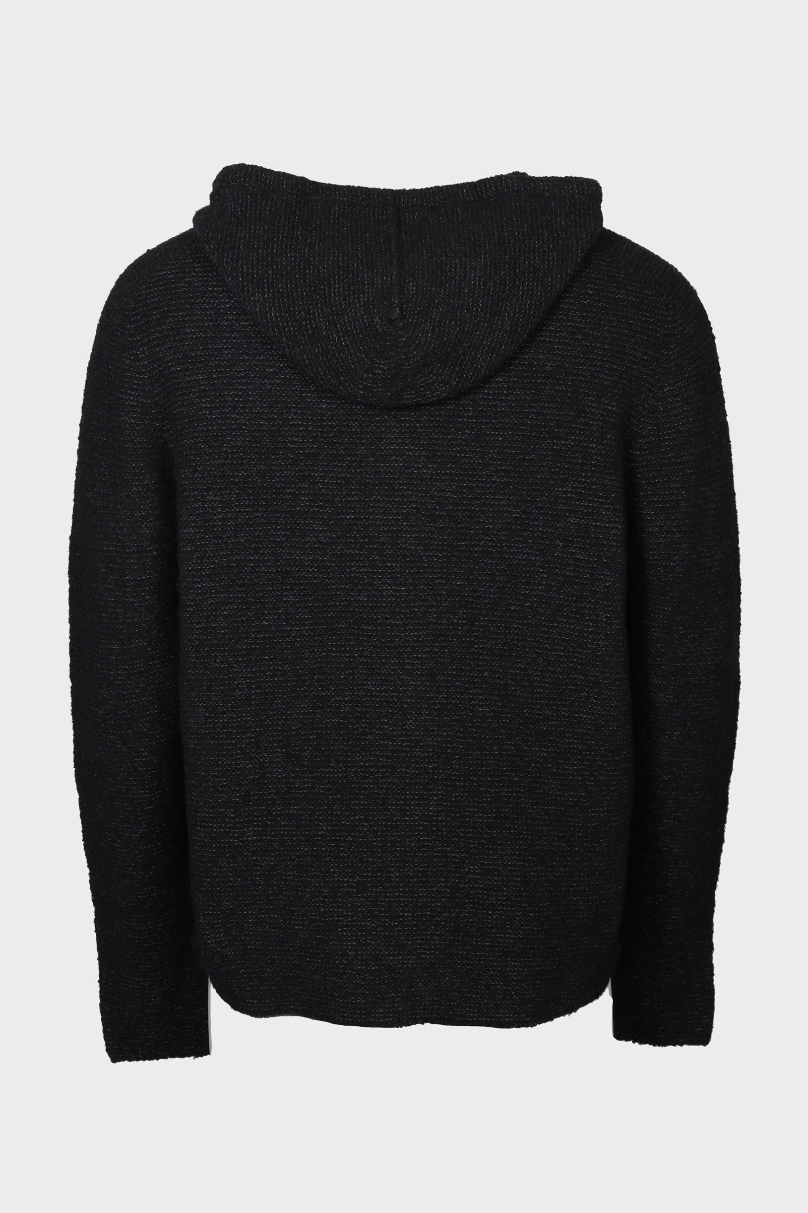 HANNES ROETHER Hooded Zip Knit Jacket in Black Melange