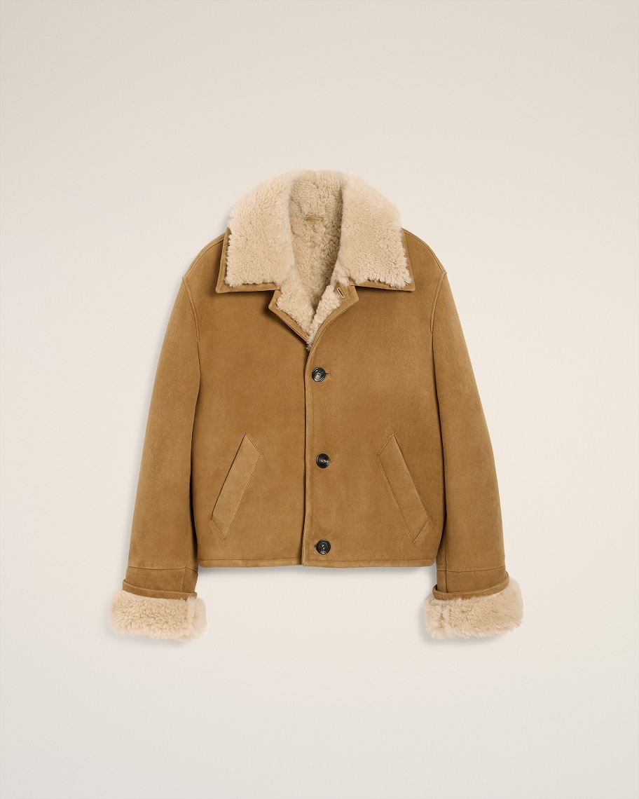 AMI PARIS Shearling Jacket in Camel