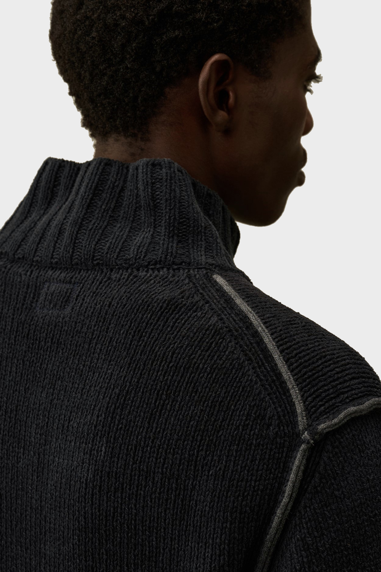 C.P. COMPANY Cotton Chenille Knit Jacket in Washed Black XL