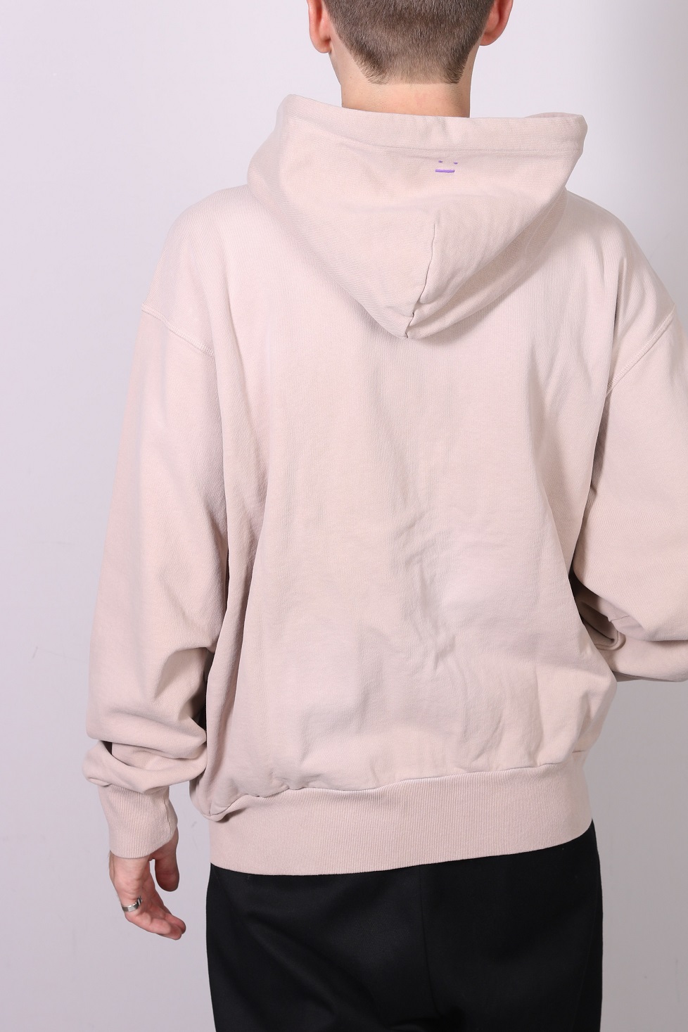 ACNE STUDIOS Face Zip Hoodie in Dusty Beige