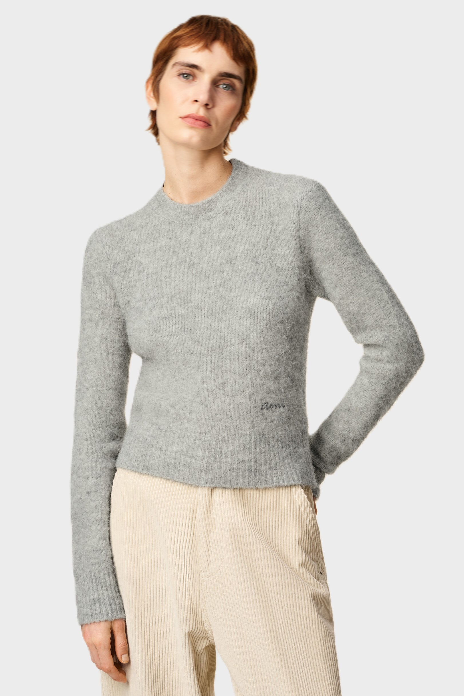AMI PARIS Fluffy Knit Sweater in Grey AMI PARIS Fluffy Knit Sweater in Grey