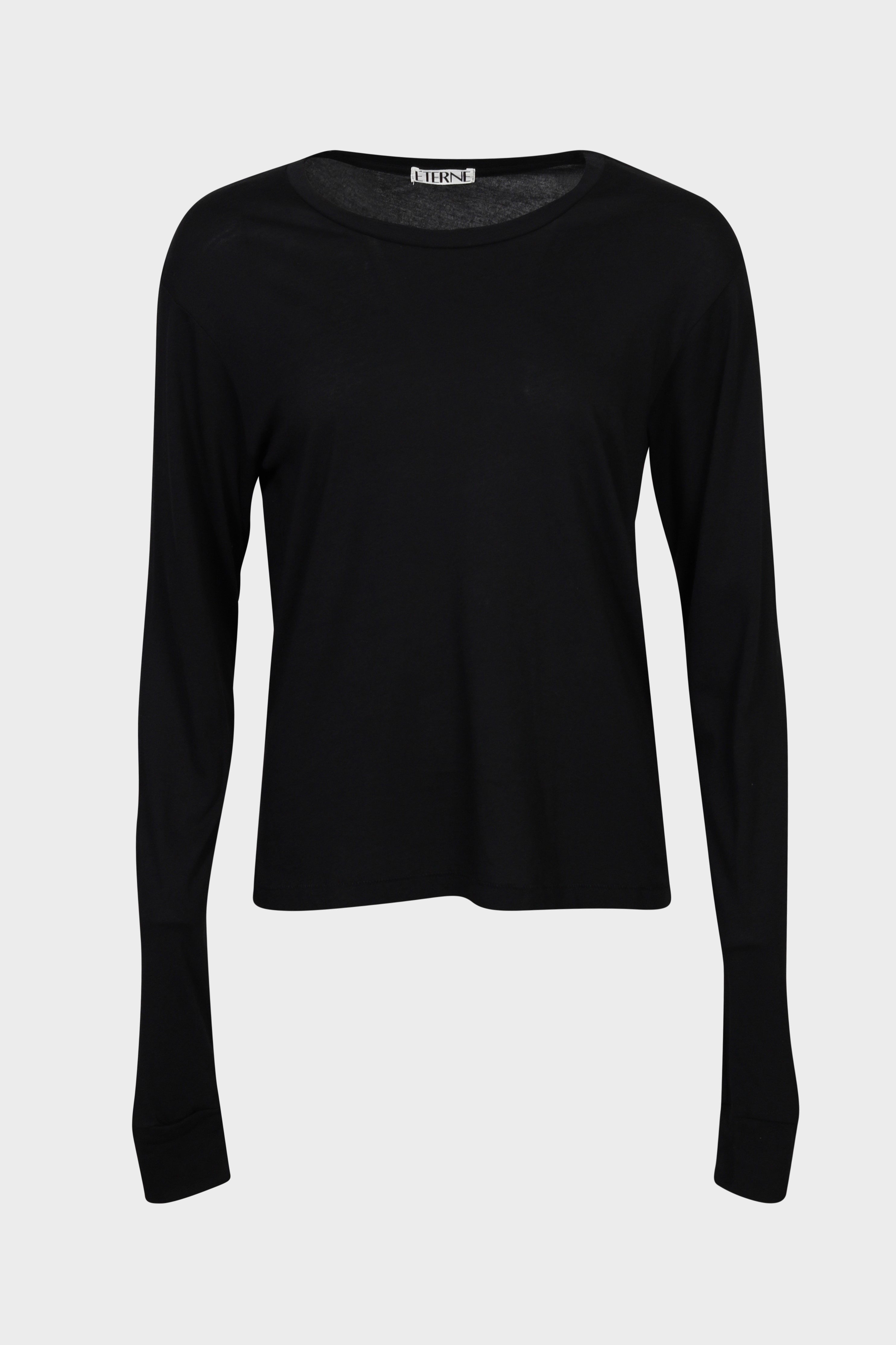 ÉTERNE Long Sleeve Boyfriend Tee in Black XL