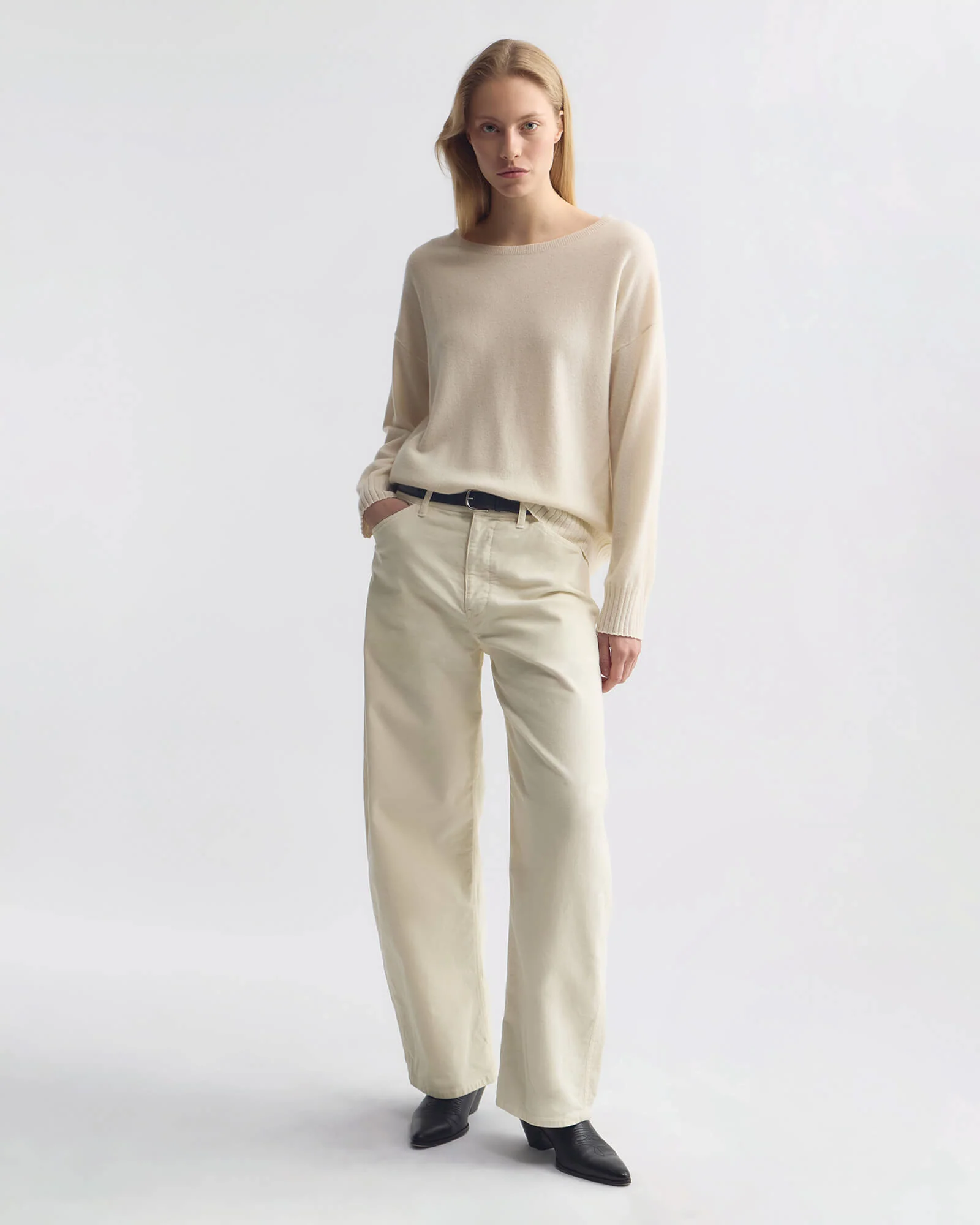 NILI LOTAN Tribeca Corduroy Pant in Stone