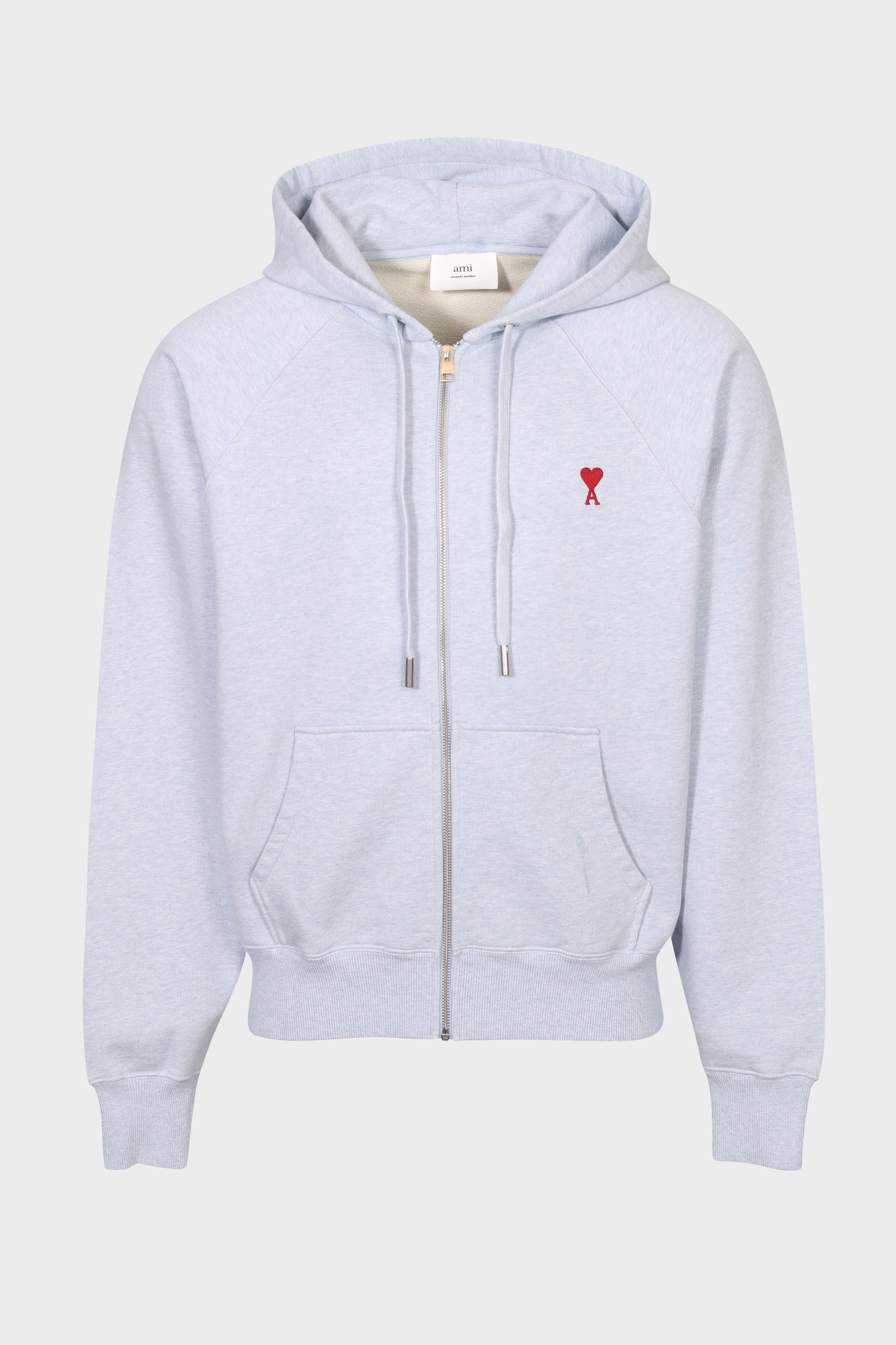 AMI PARIS de Coeur Zip Hoodie in Heather Blue