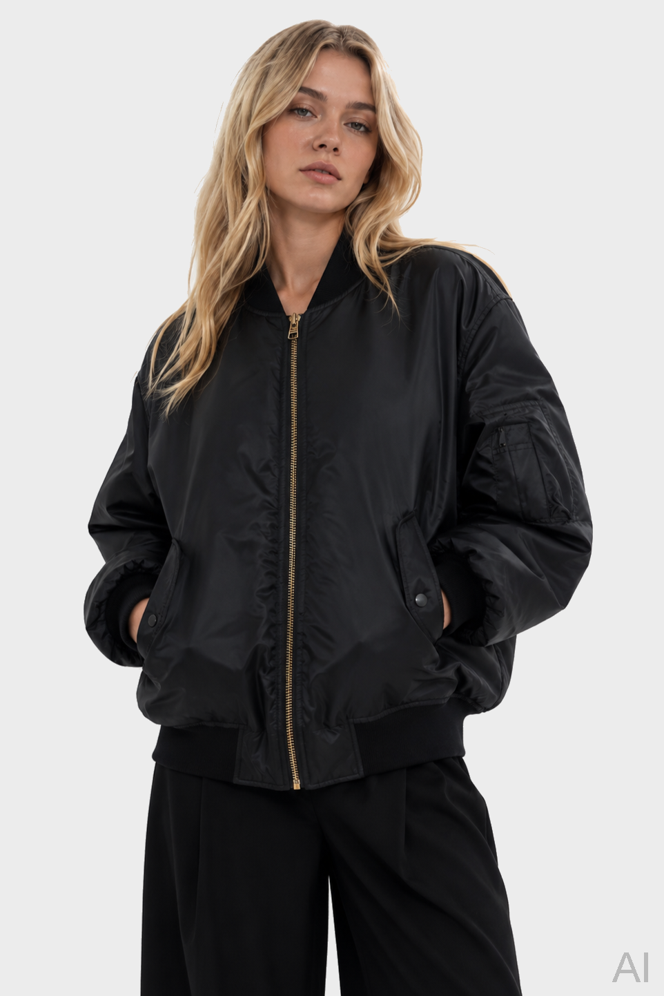 ANINE BING Leon Bomber Jacket in Black L