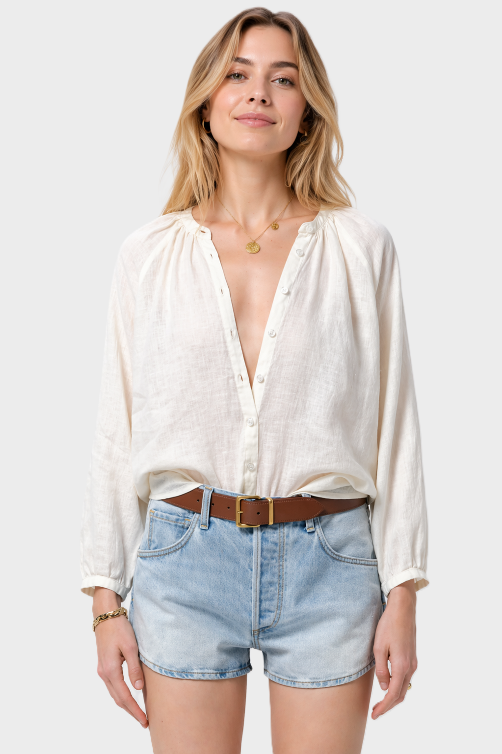 CITIZENS OF HUMANITY Paro Linen Blouse in Vanilla