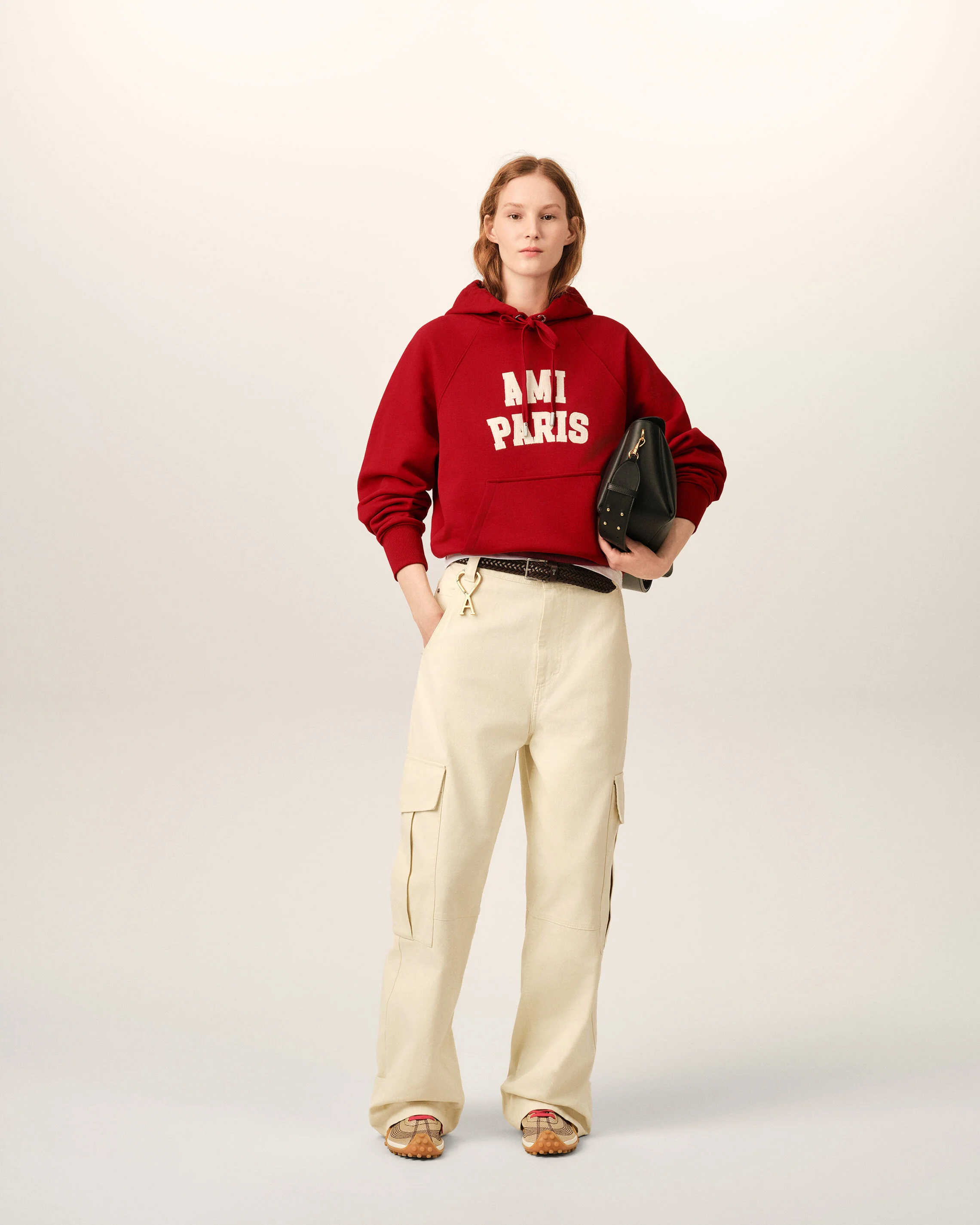 AMI PARIS Hoodie in Ruby Red