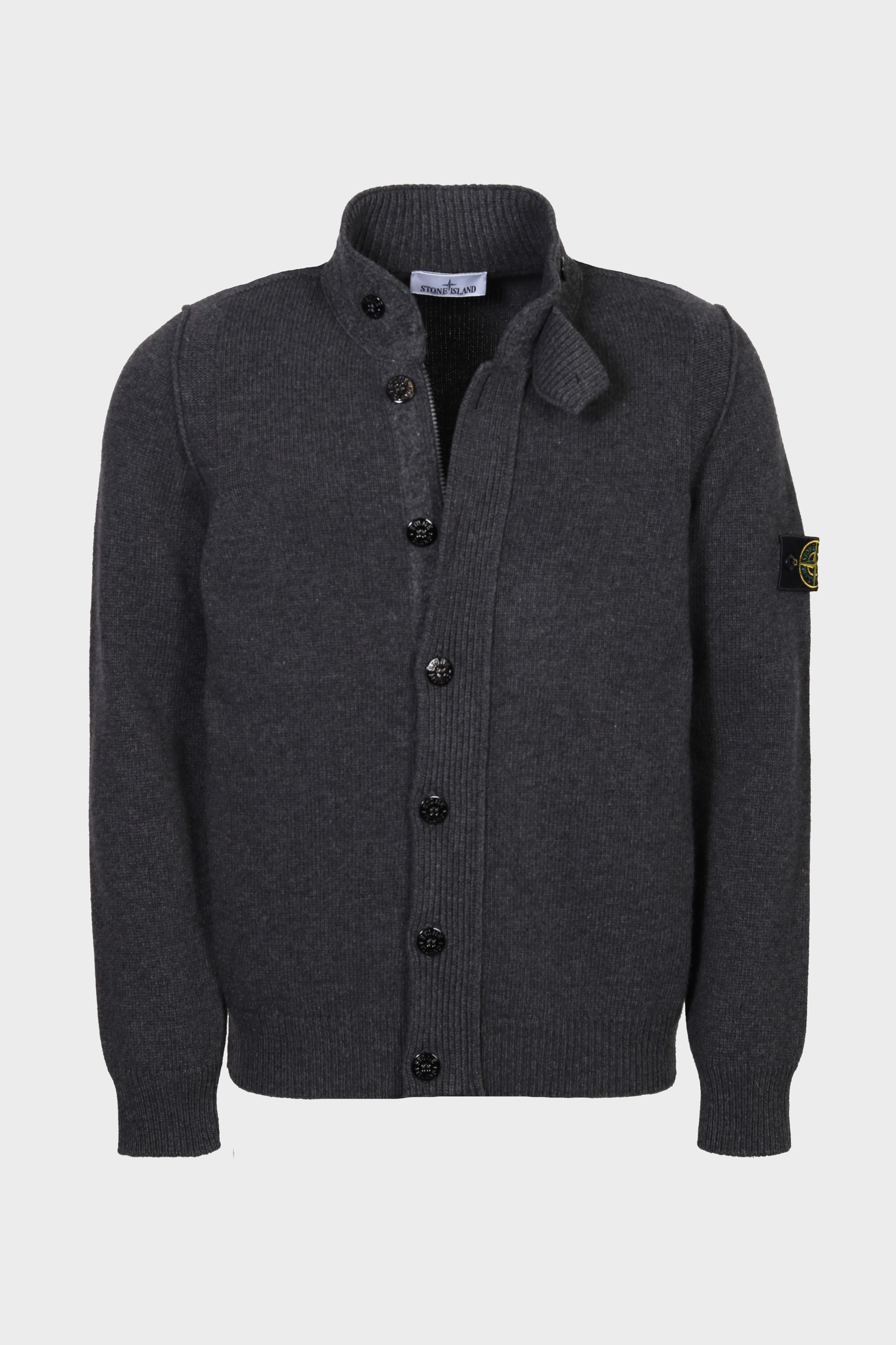 STONE ISLAND Heavy Knit Jacket in Dark Grey Melange XXL