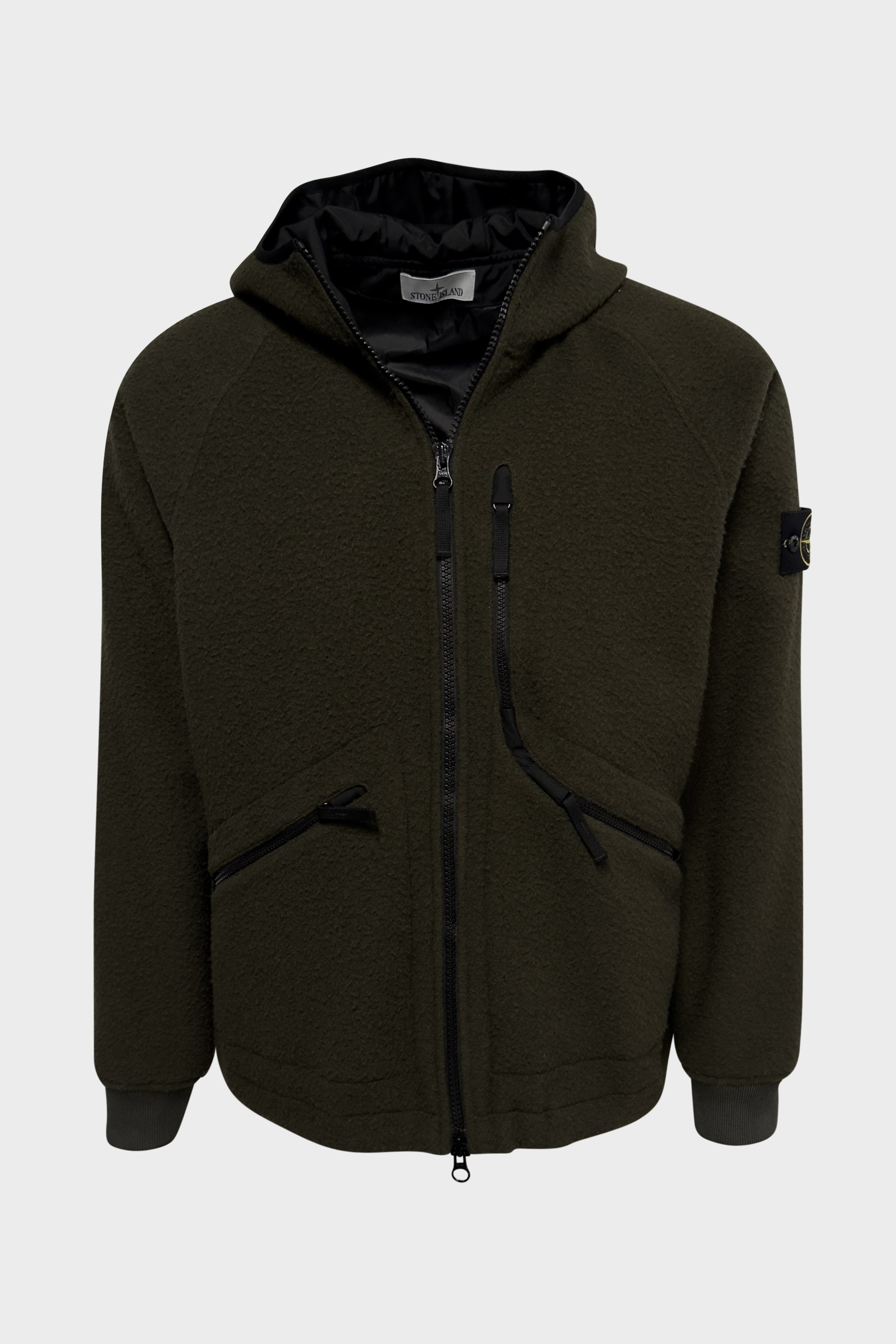 STONE ISLAND Panno Ratinato Wool Jacket in Olive STONE ISLAND Panno Ratinato Wool Jacket in Olive