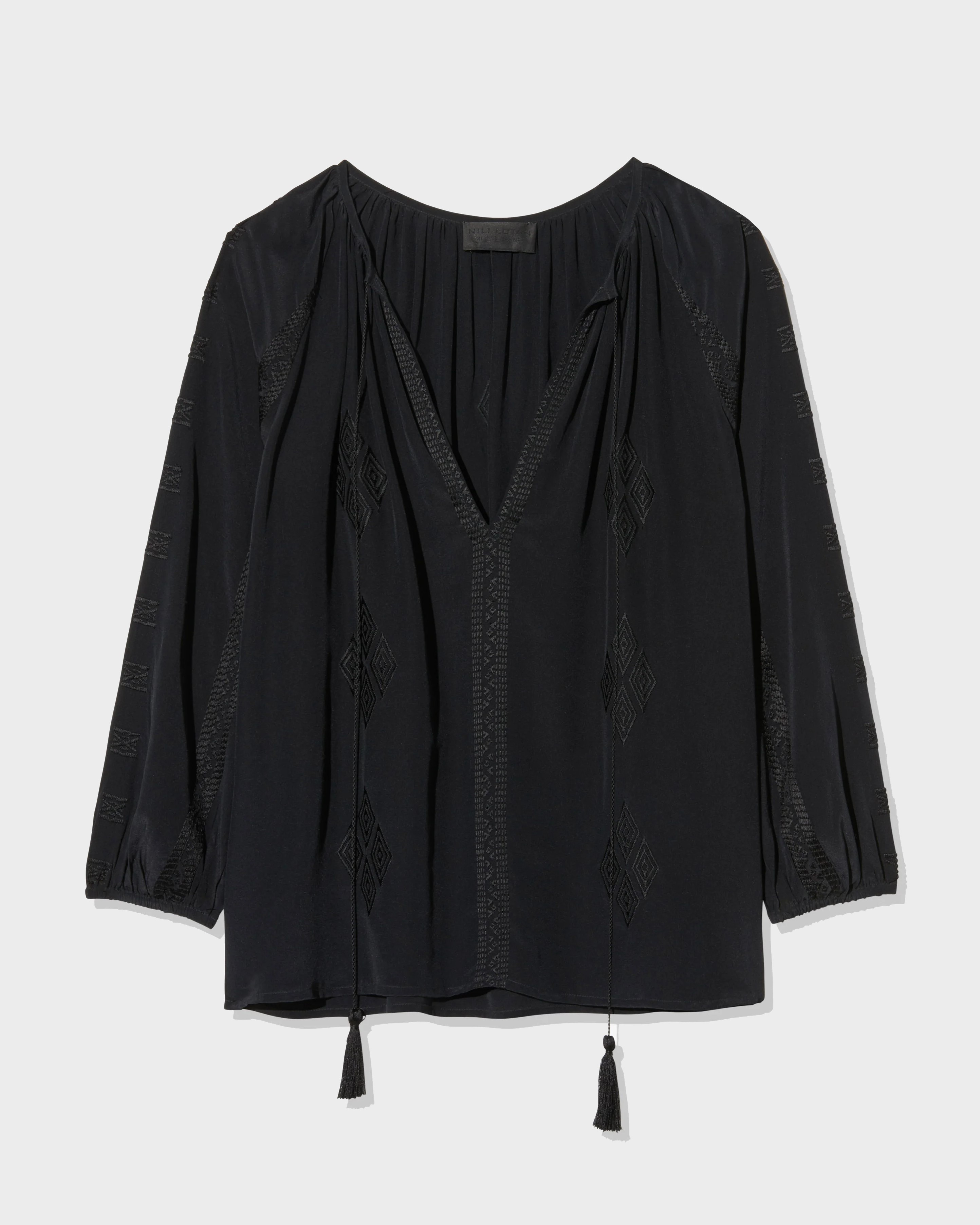 NILI LOTAN Cristo Silk Blouse in Black NILI LOTAN Cristo Silk Blouse in Black