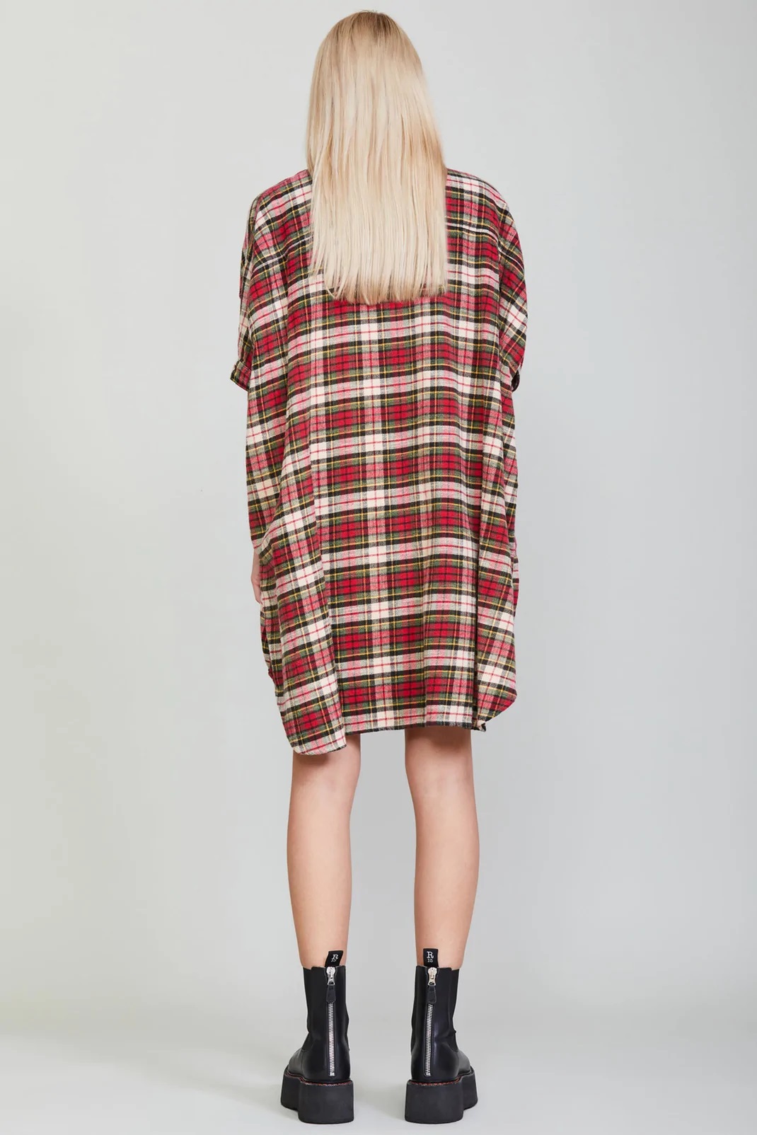 R13 Plaid Oversized Dress Multicolor