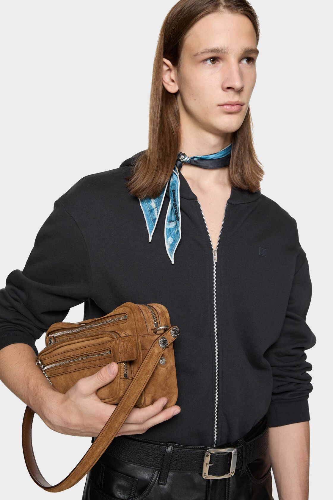 ACNE STUDIOS Face Zip Hoodie in Black