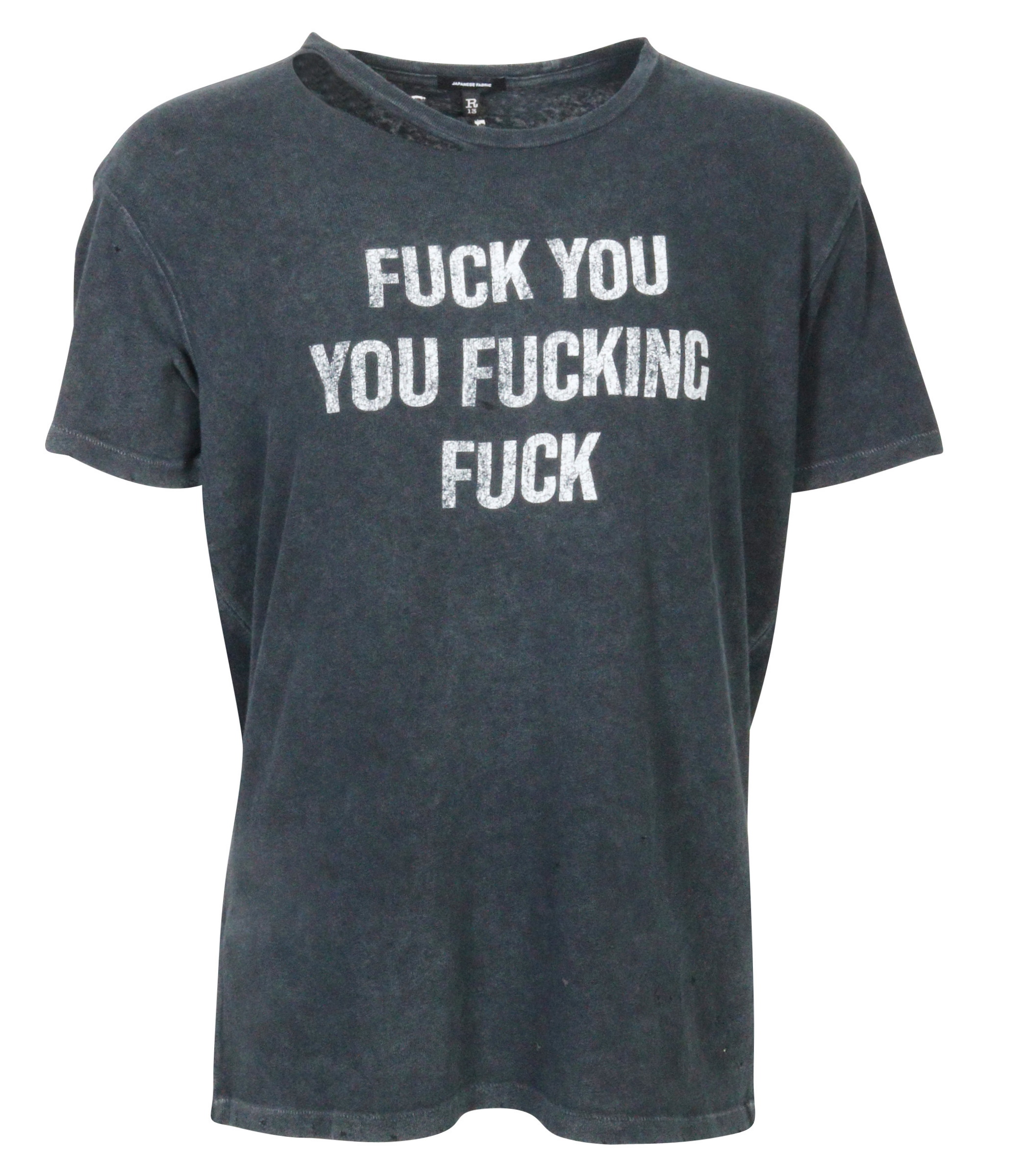 R13 T-Shirt Fuck You Washed Black