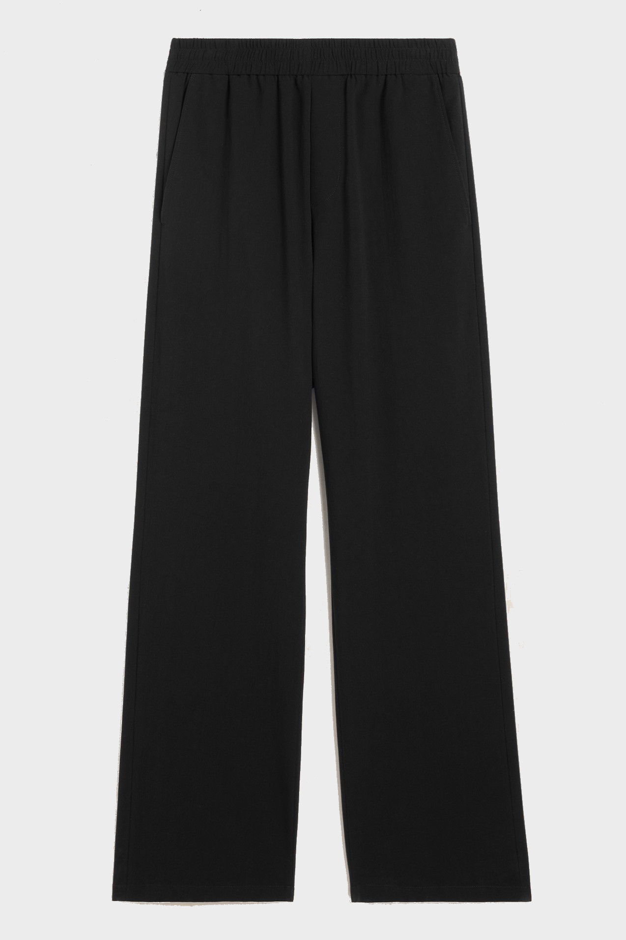 AMI PARIS Wide Leg Cotton CrepeTrouser in Black