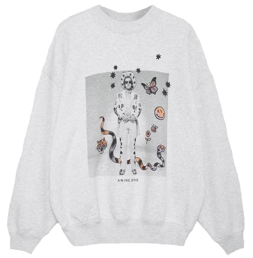 ANINE BING Jaci Sweatshirt in Heather Grey S