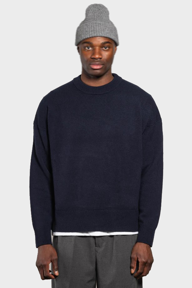 YACAIA Wool/Cashmere Sweater in Navy XXL