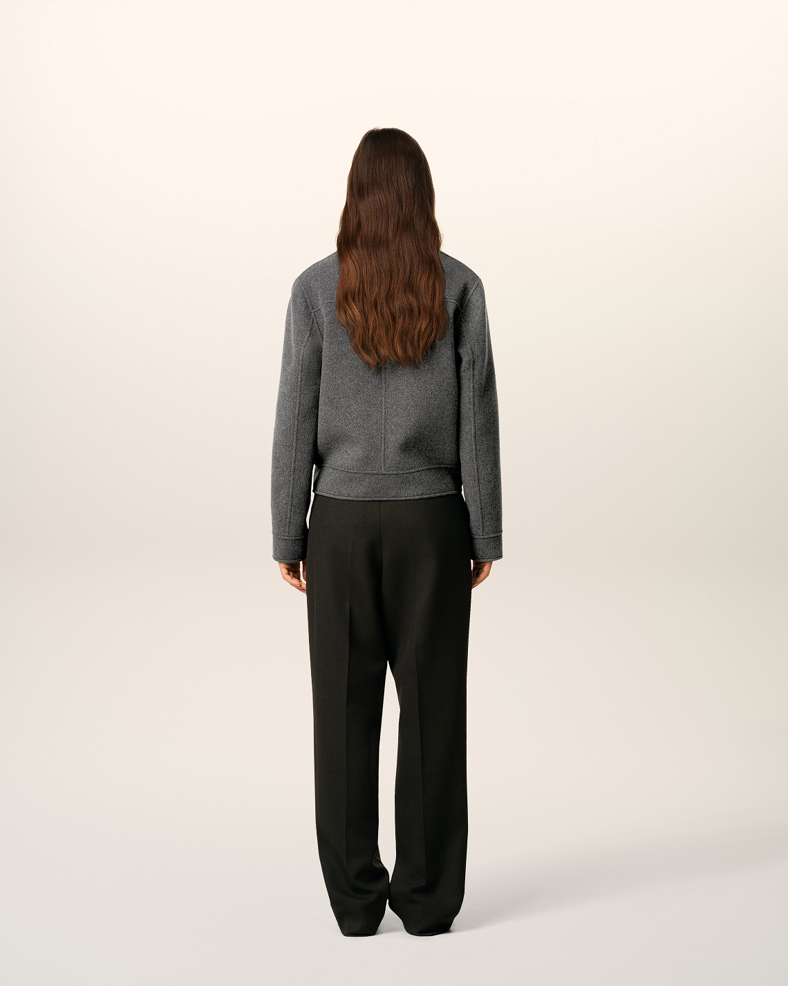 AMI PARIS de Coeur Boxy Fit Wool Jacket in Heather Grey