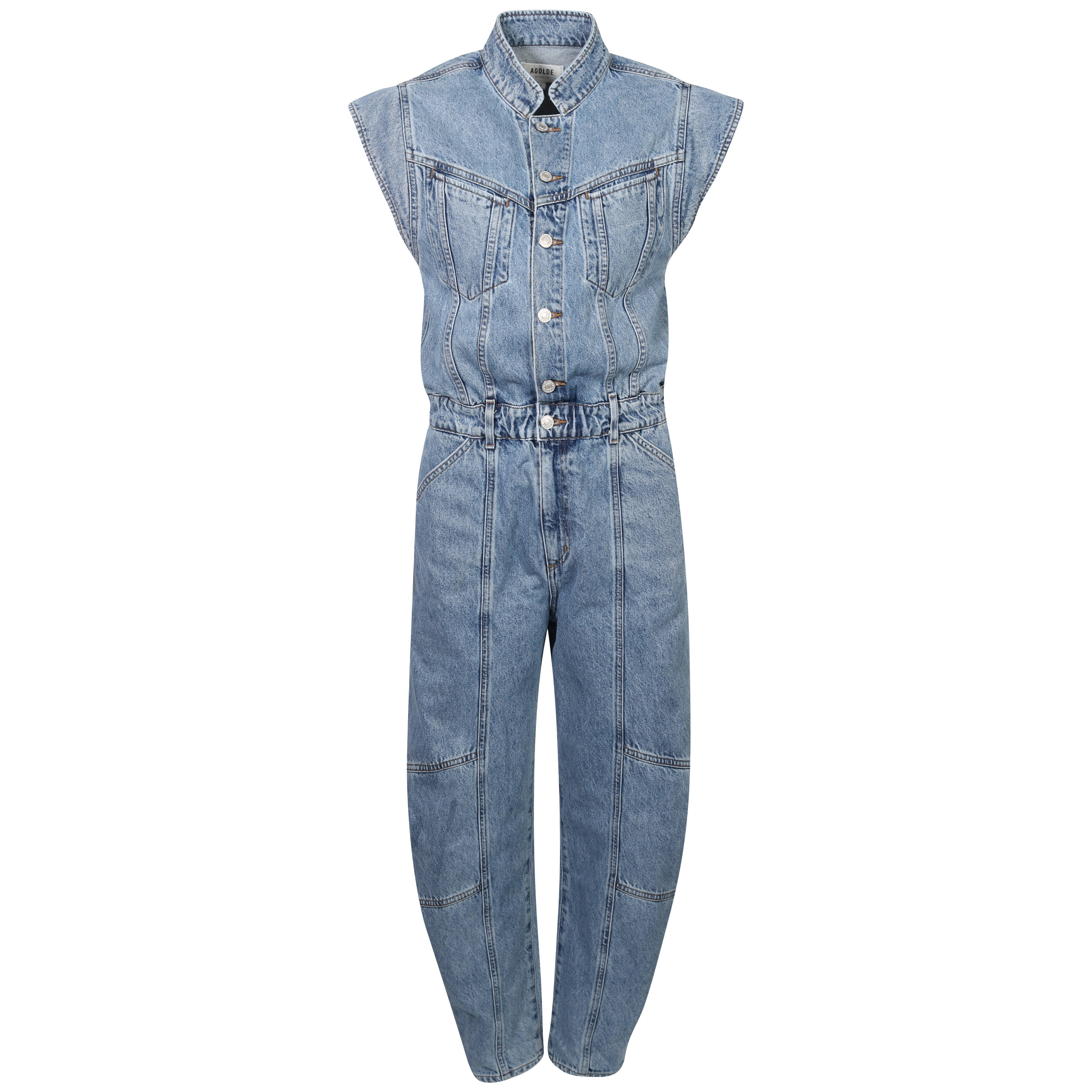 Agolde Denim Jumpsuit Mara Bow Leg Light Blue Washed