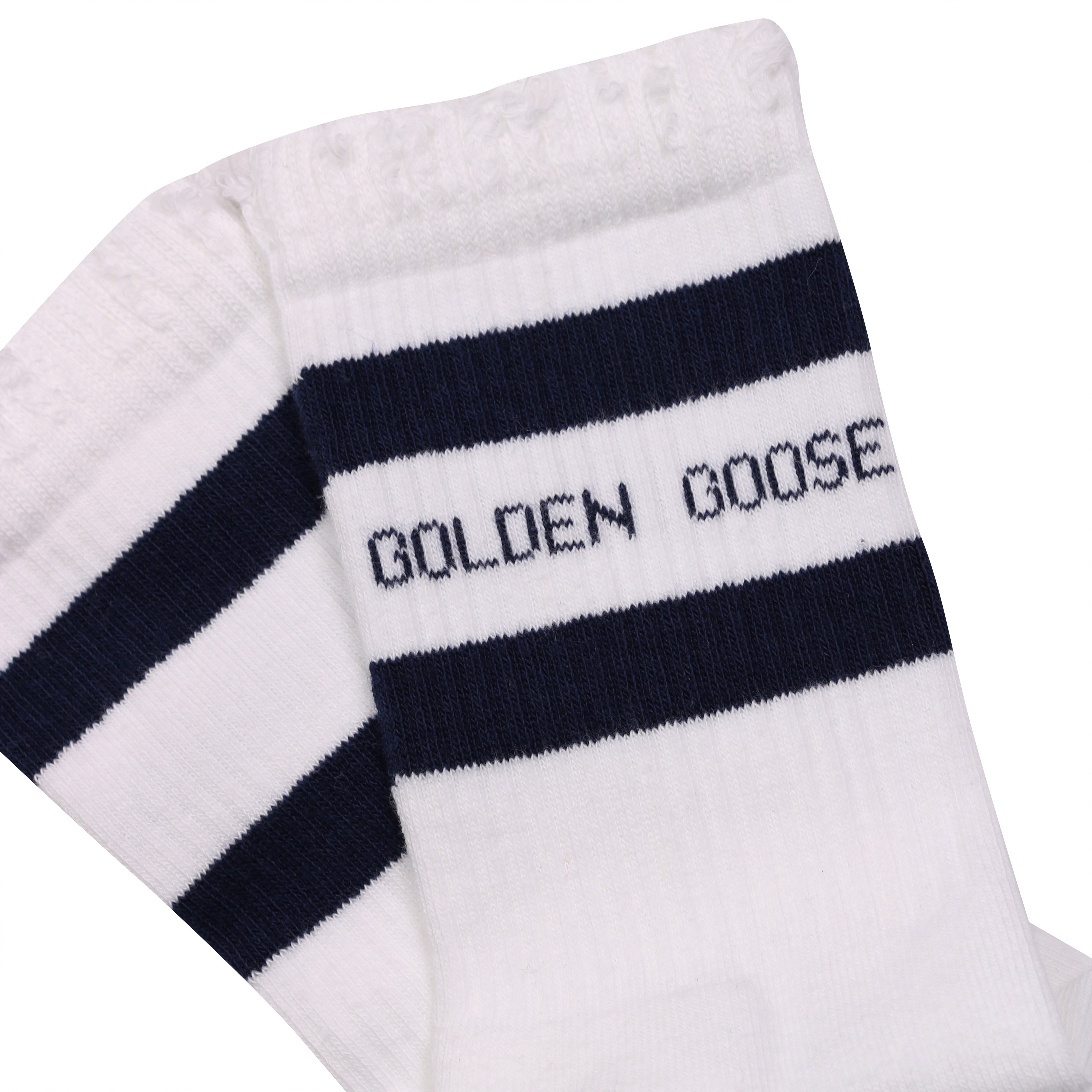 Golden Goose Socks High Rib in Old White Navy S