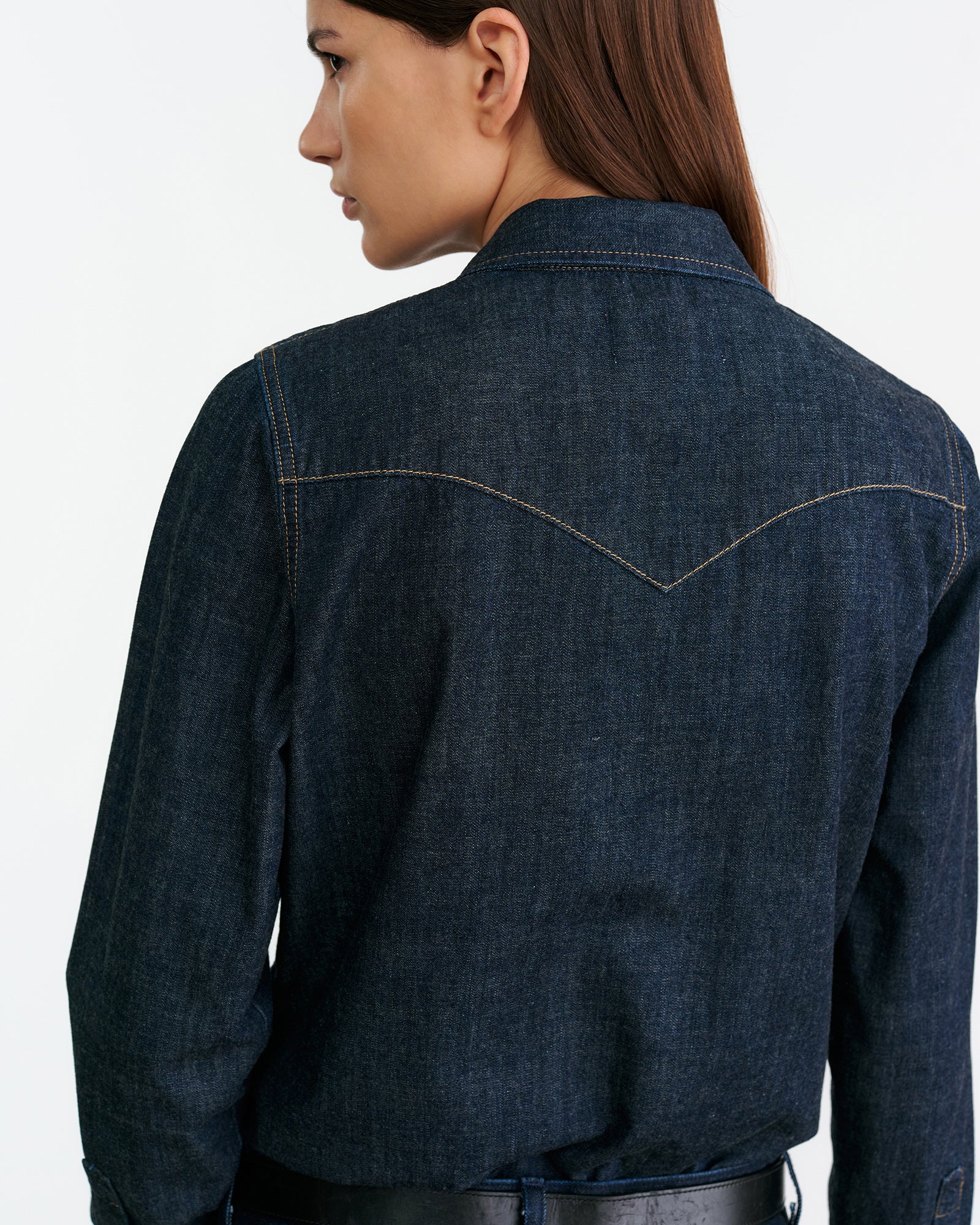 NILI LOTAN Denim Shirt in Indigo Rinse