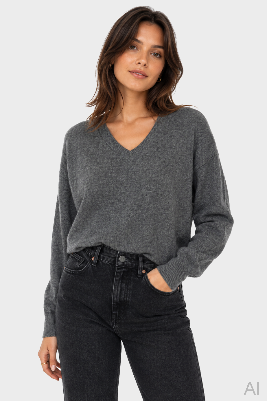 ABSOLUT CASHMERE Alicia Sweater in Dark Grey Melange