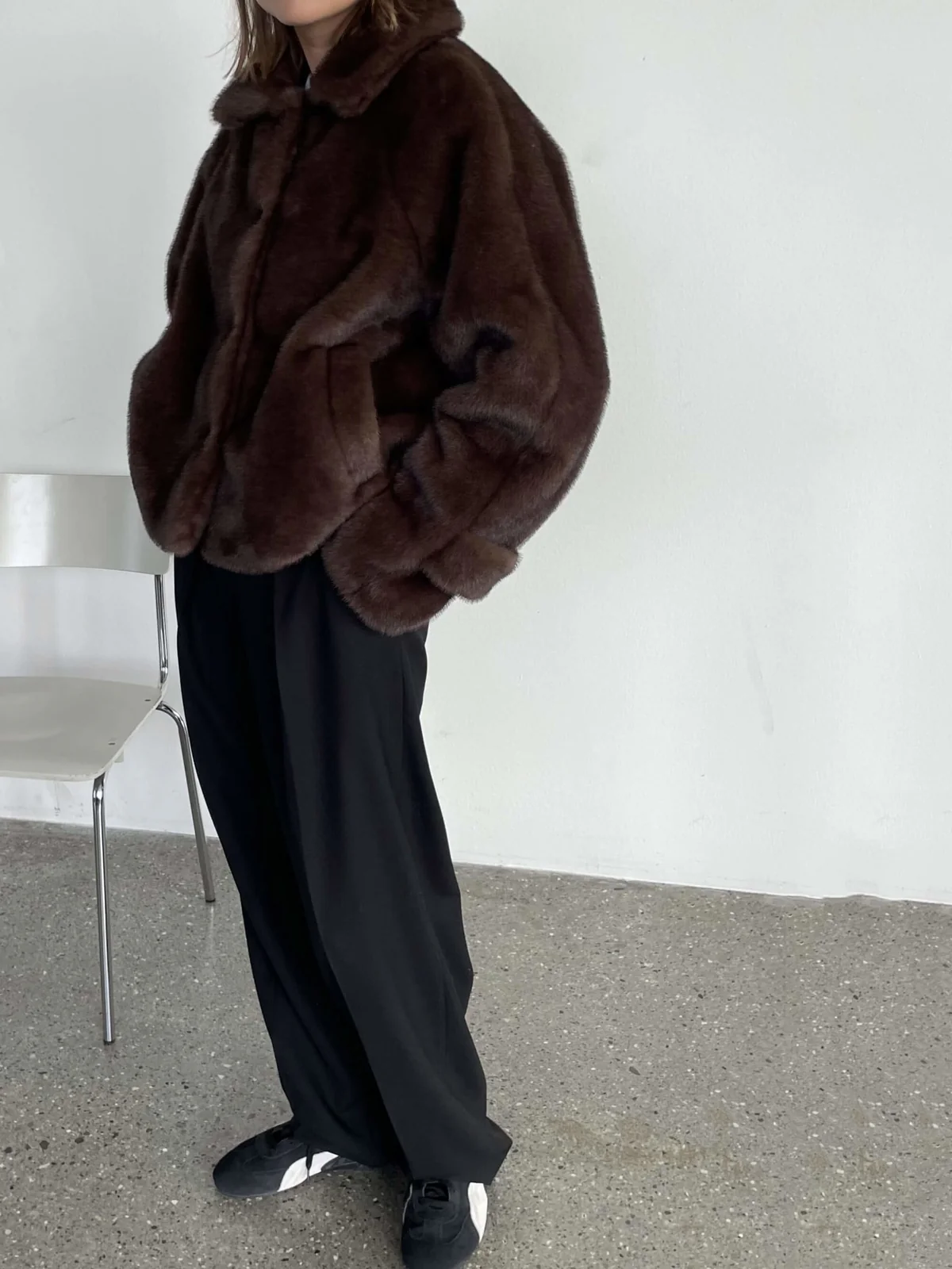MEOTINE. Fake Fur Jacket in Brown