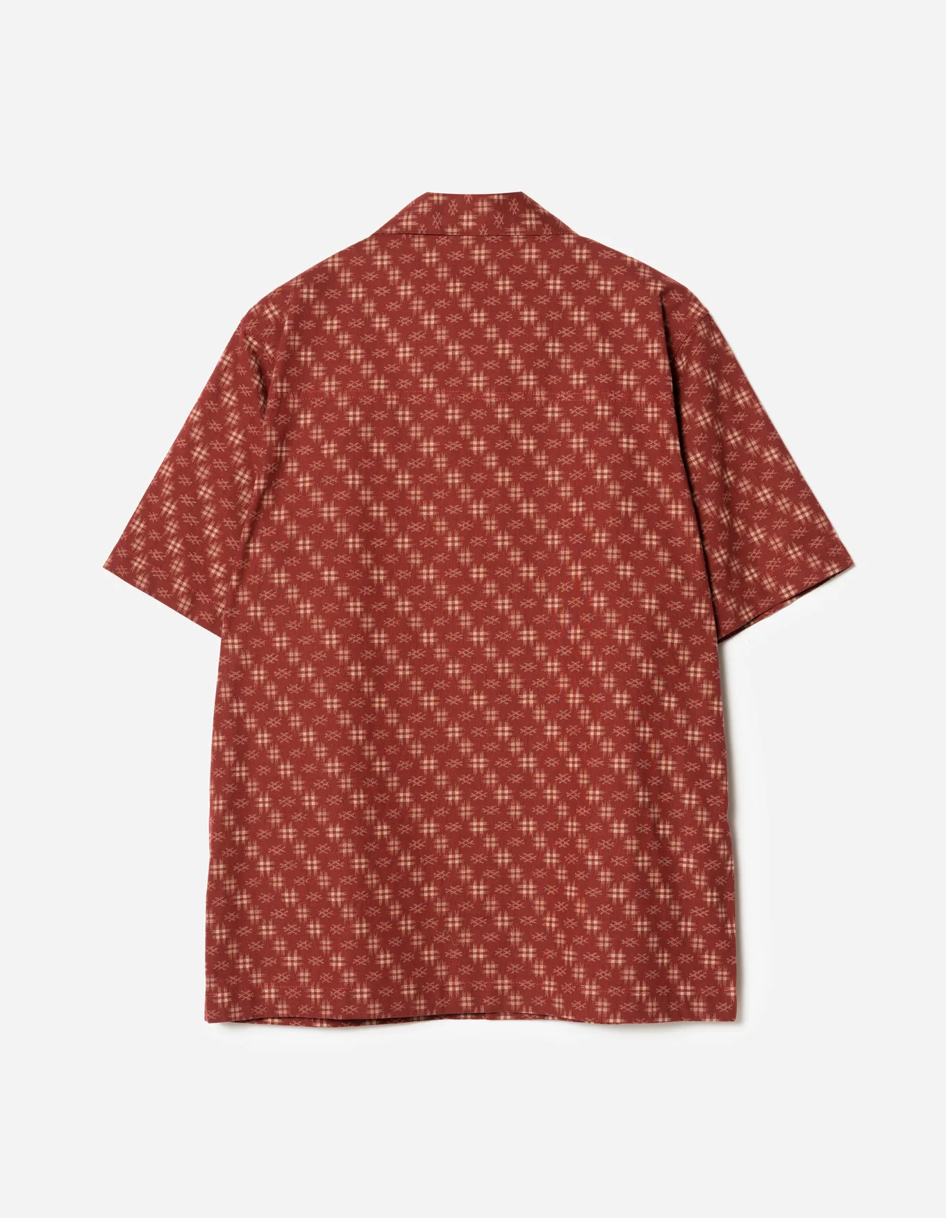 MAHARISHI 7320 Kasuri Cuban Collar Shirt in Red