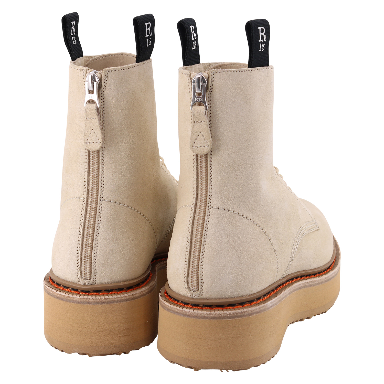 R13 Double Stack Suede Boots Tan