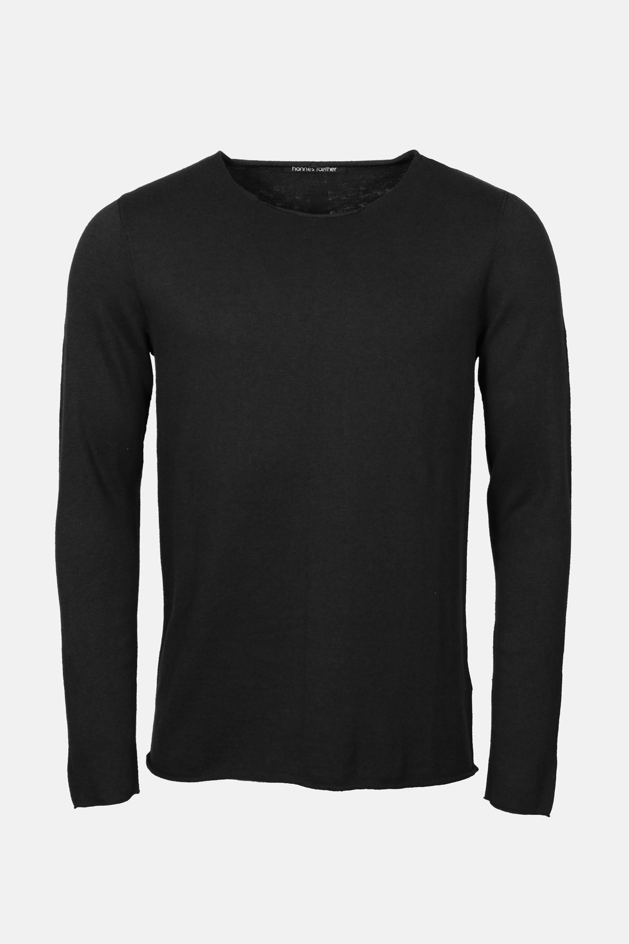 HANNES ROETHER Cotton/Linen Knit Pullover in Black