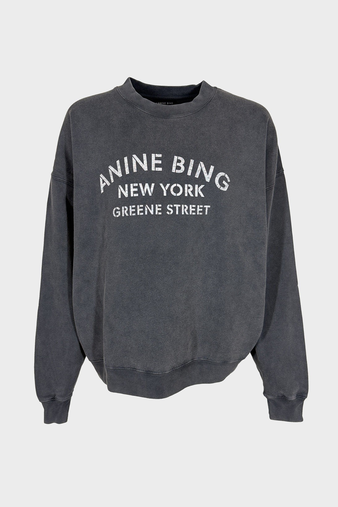 ANINE BING Oversize Sweatshirt NY in Washed Black