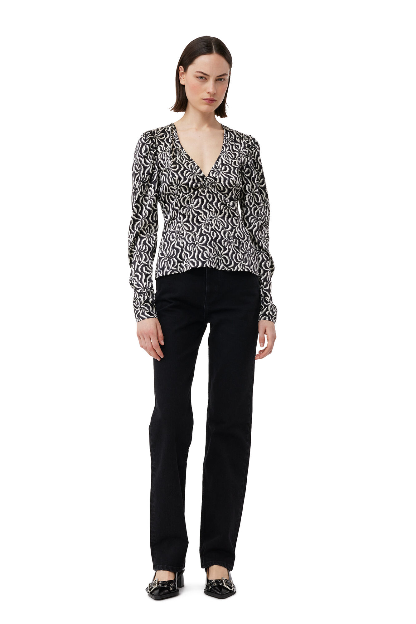 GANNI Silk Stretch Satin Blouse 36