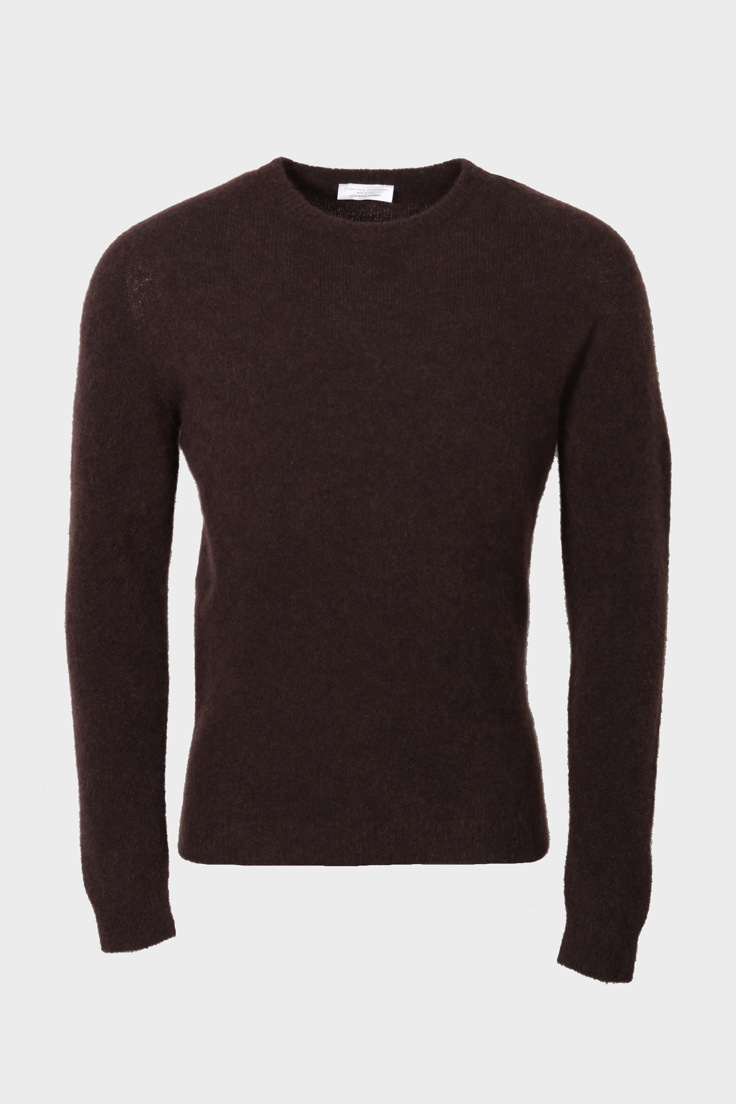 ROBERTO COLLINA Fluffy Cashmere Silk Sweater in Brown