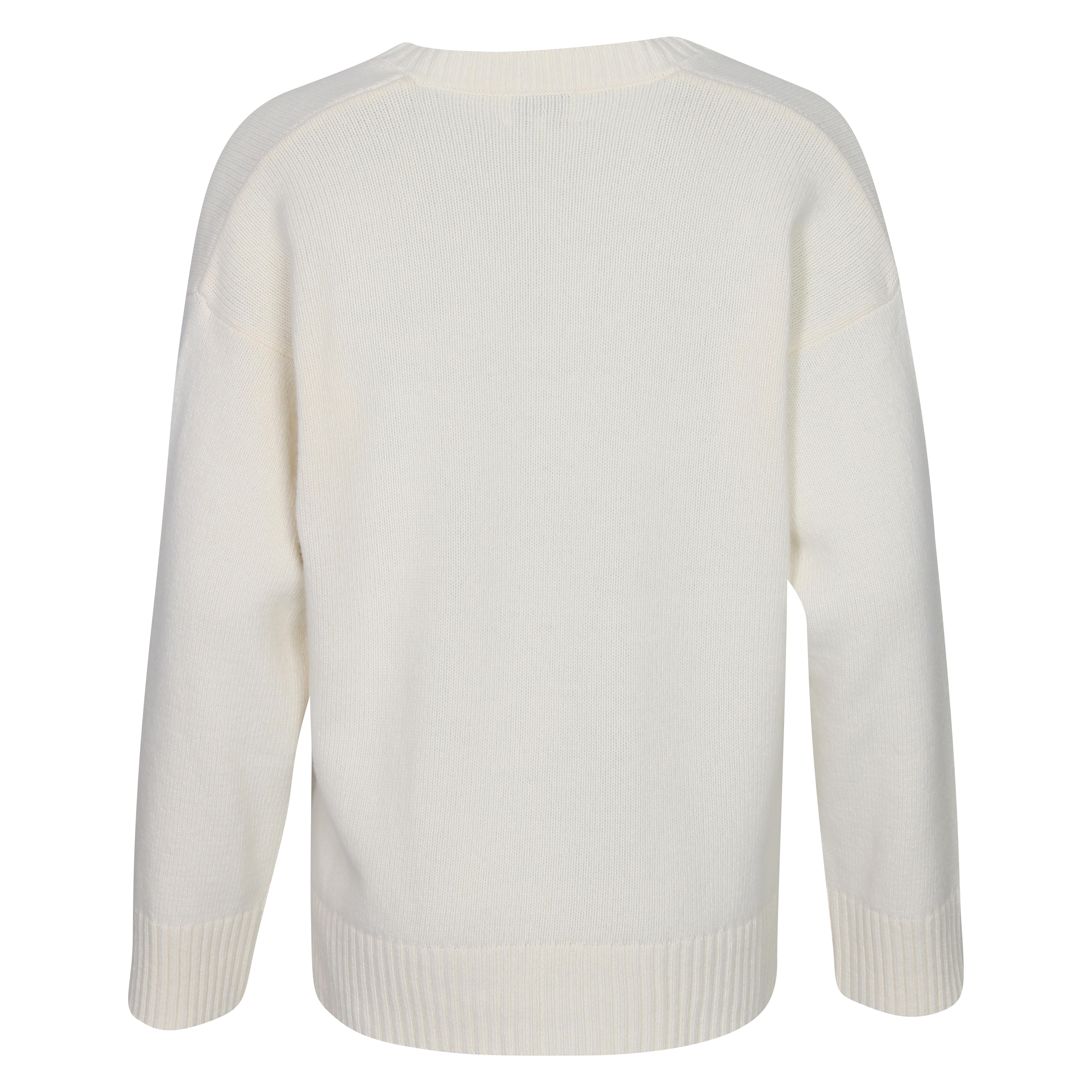 Ganni V-Neck Knit Sweater in Egret XXS/XS