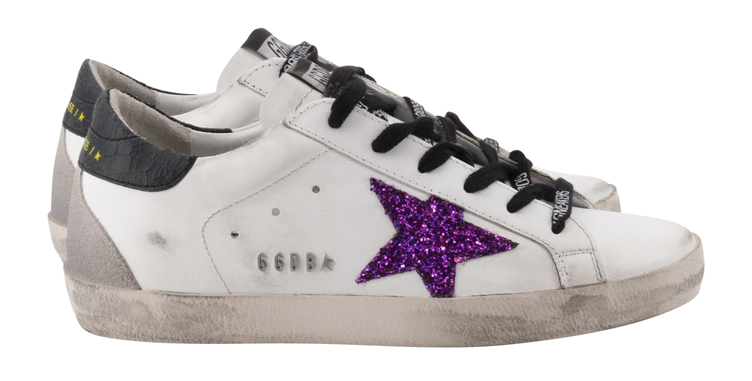 Golden Goose Superstar Leather Upper Glitter Star Lettering