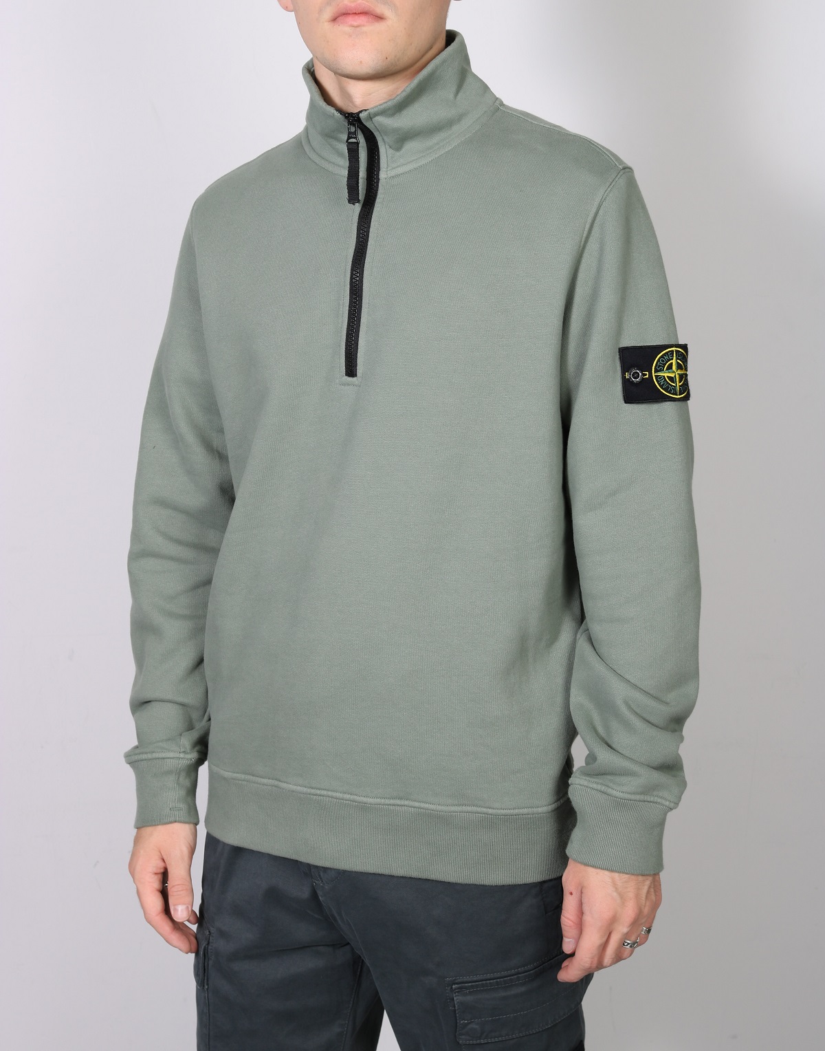 STONE ISLAND Half Zip Sweatshirt in Sage S